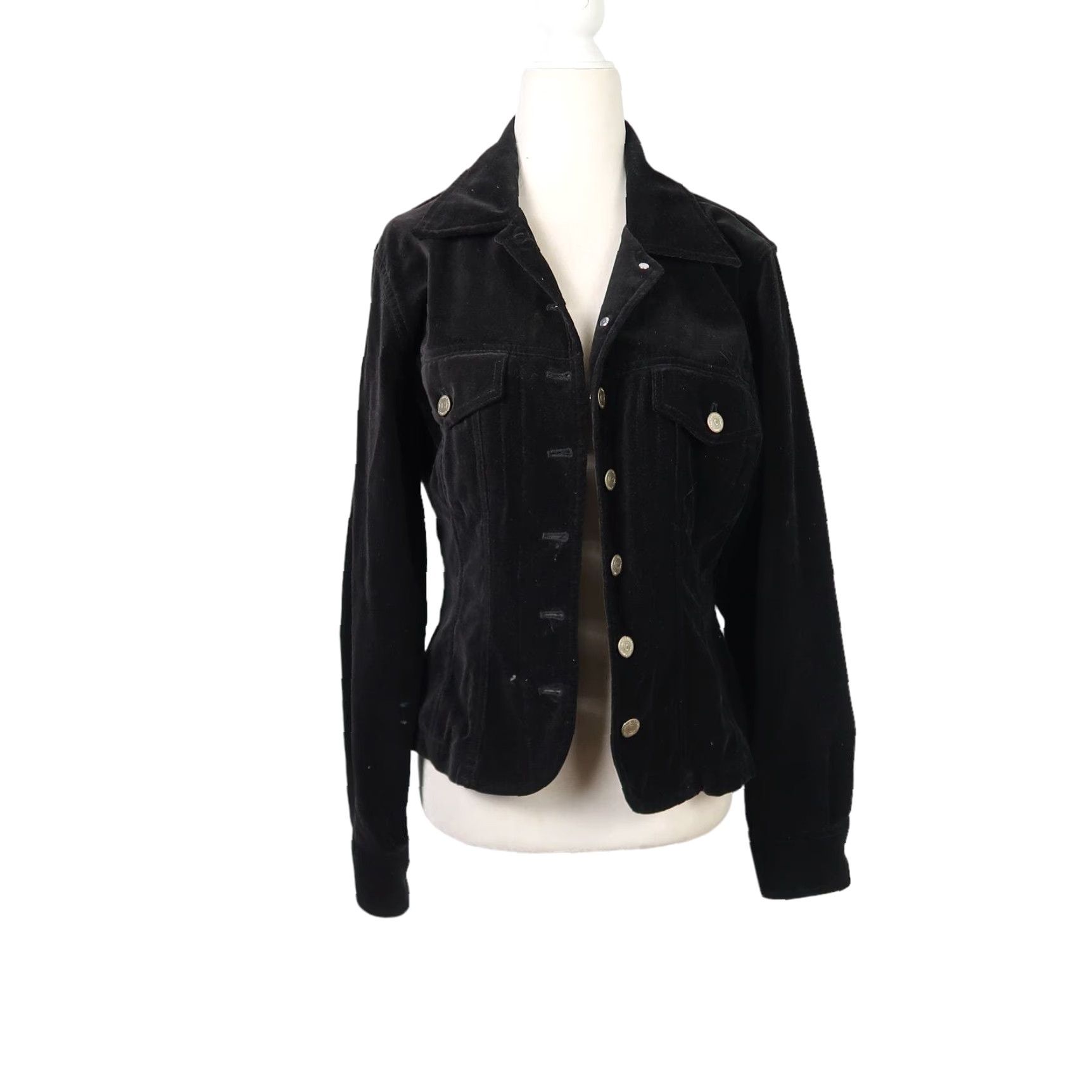 Jones New York VINTAGE Jones New York Country black velvet jacket 6 90s Women Button Front Short Length Cotton Solid Long Sleeve Fall Spring Casual Mens? Womens? 90s Size M / US 6-8 / IT 42-44 - 7 Thumbnail