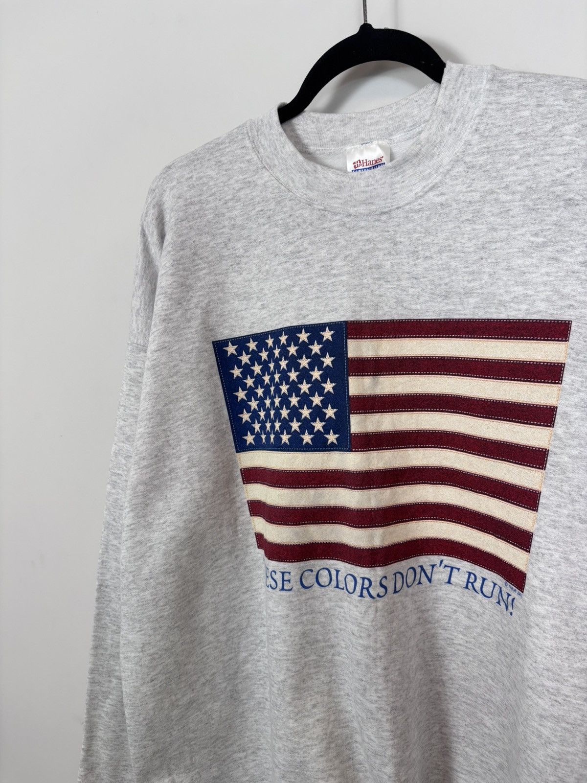 Hanes Vintage Hanes American USA Flag Patriotic Gray Sweatshirt Size US XL / EU 56 / 4 - 5 Thumbnail