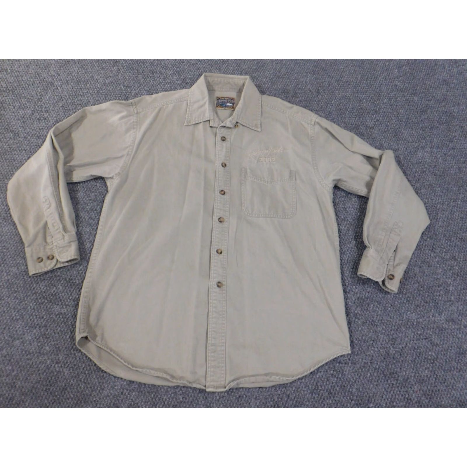 Dunbrooke Dunbrooke Shirt Medium Beige Vintage Mens Button-Up Embroidered Collared Long Sleeve Button-Down Canvas Rolled All Seasons Retro Casual Mens Size US M / EU 48-50 / 2 - 3 Thumbnail