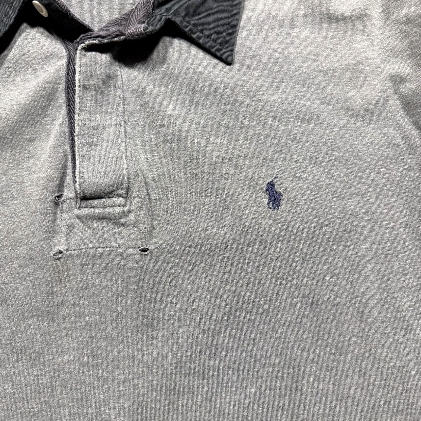 Polo Ralph Lauren VINTAGE Polo by Ralph Lauren Rugby Shirt 2XL Gray Collar Long Sleeve Polo Shirt Mens Size US XXL / EU 58 / 5 - 4 Thumbnail