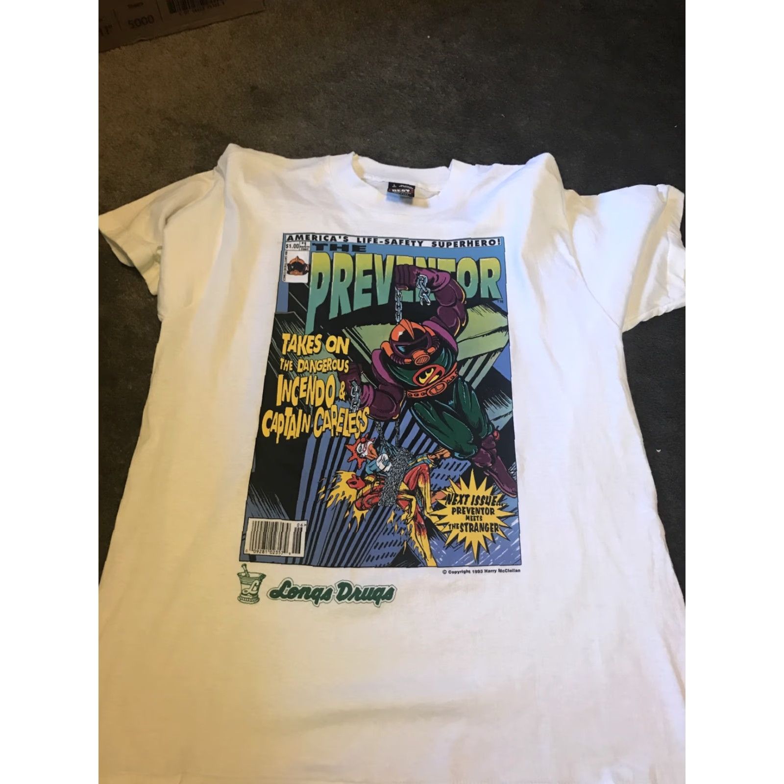 Fruit Of The Loom VINTAGE The Preventor 1993 Sweatshirt T-Shirt Set White L Men Graphic Print 90s USA Fish Animals Sports Friends Mouth? Size US L / EU 52-54 / 3 - 5 Thumbnail