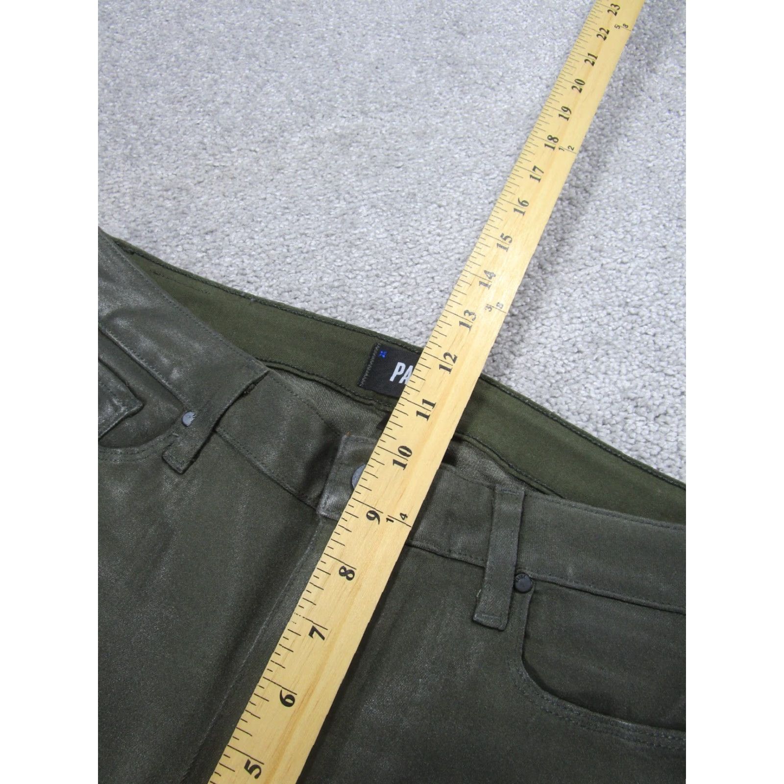 Paige Paige Jeans Womens 30 Petite Hoxton Ankle Green Coated Denim Skinny Size 30" / US 8 / IT 44 - 6 Thumbnail