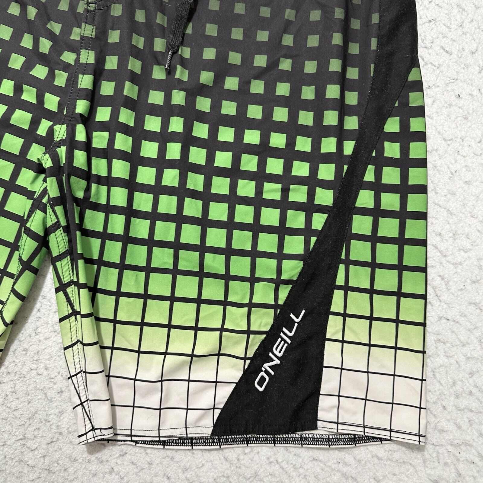 O'Neill O'Neill Men's 40 Swim Trunks Green Grid Striped Shorts Size US 40 / EU 56 - 3 Thumbnail
