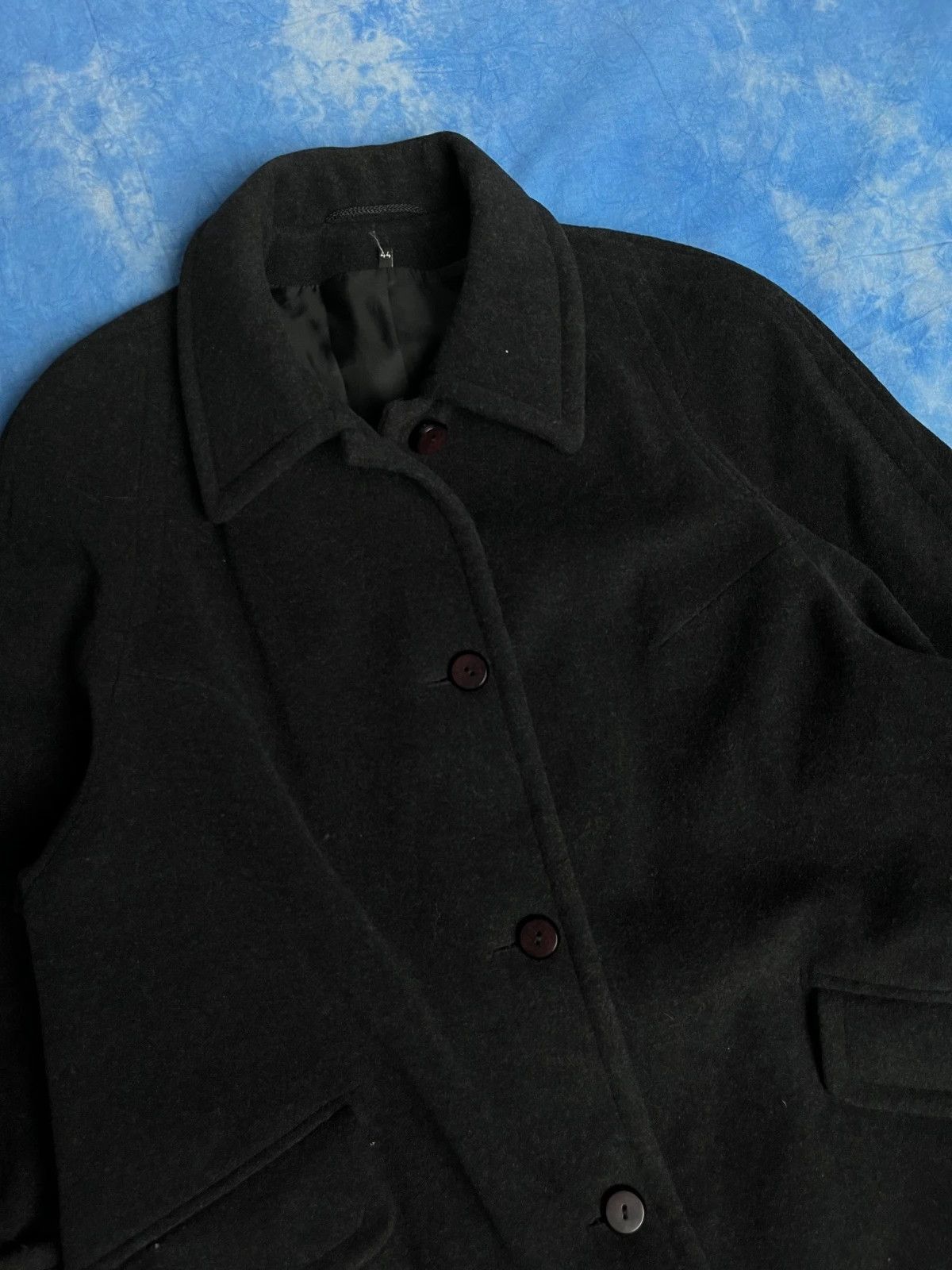Vintage Vintage Avant Garde Black Wool Cashmere Coat Old Money Size US XL / EU 56 / 4 - 4 Thumbnail