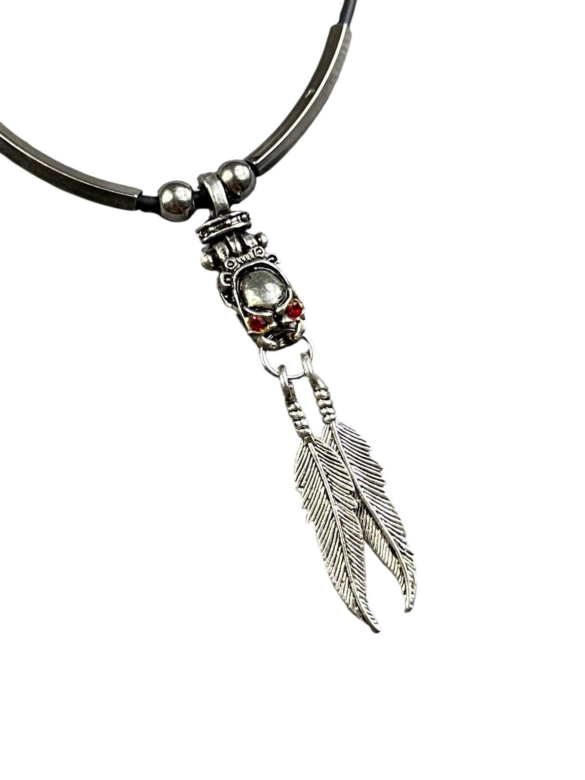 Native 2000s JAPANESE MADE TRIBAL INSPIRED TWIN FEATHERS NECKLACE Size ONE SIZE - 4 Thumbnail