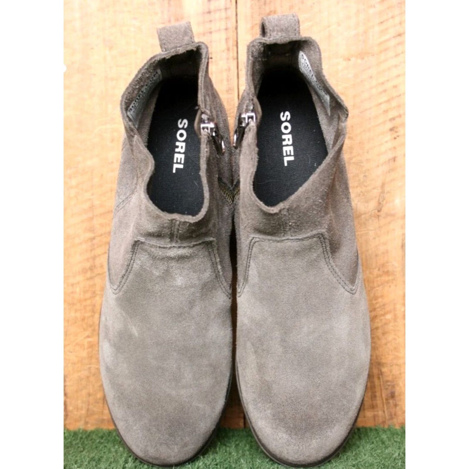 SOREL SOREL Stone Brown Suede Hidden Wedge Heel Ankle Booties Sz. 7 Women Suede Bootie Brown Stone Size US 7 / IT 37 - 4 Thumbnail