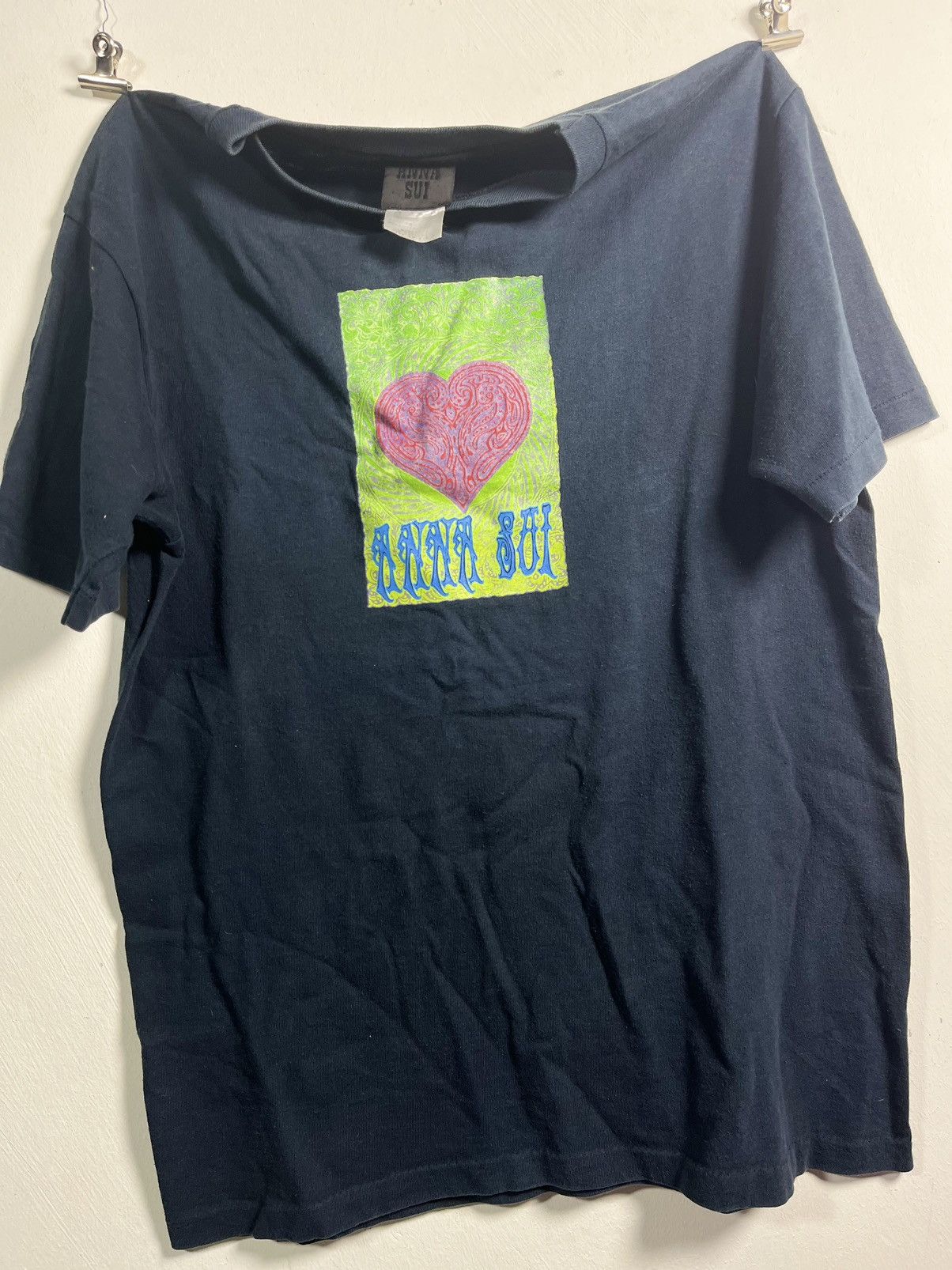 Vintage Anna Sui Vintage 90s / Y2K Psychedelic Heart Tee Size US M / EU 48-50 / 2 - 2 Thumbnail