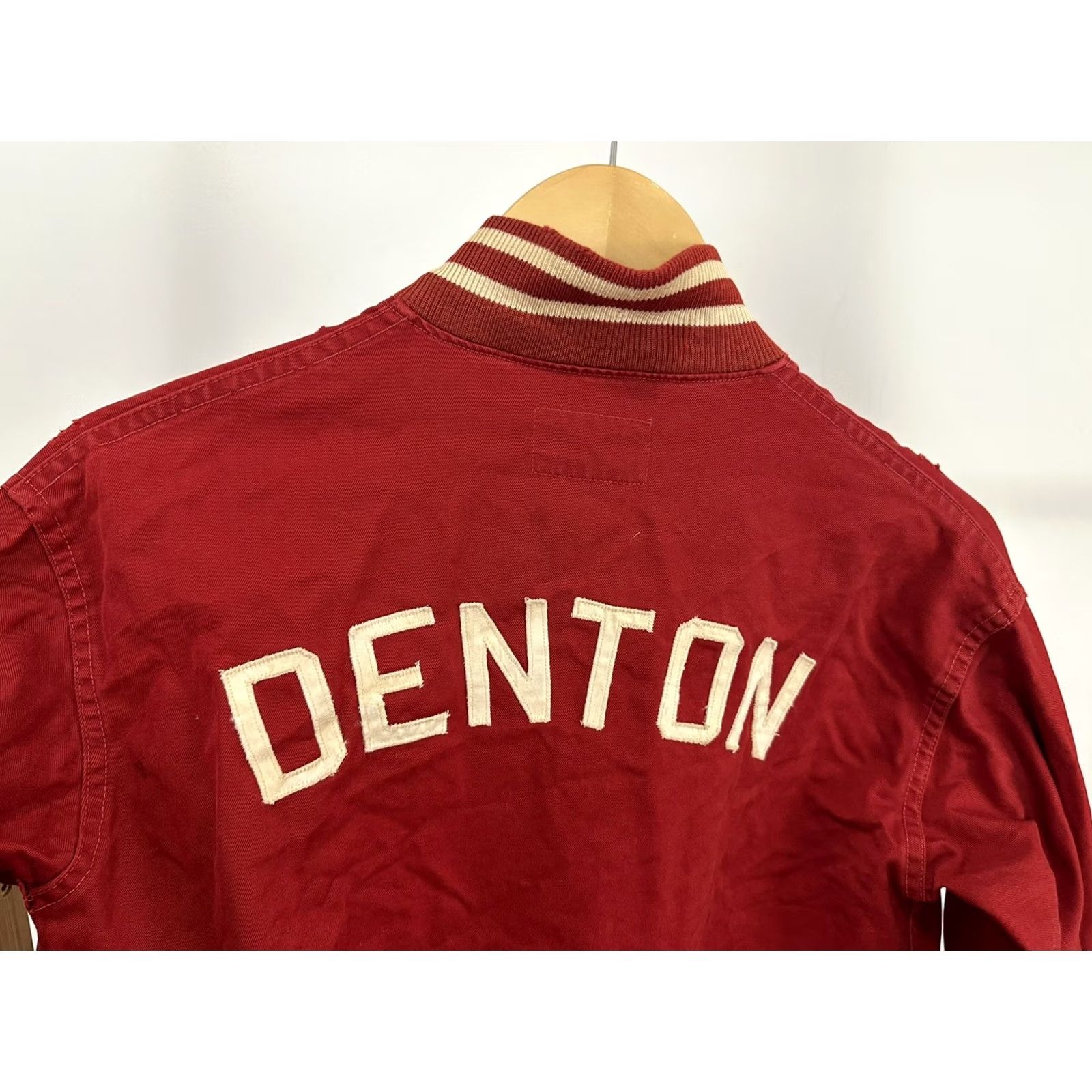 Vintage VTG Faul & Crymes Denton Striped Trim Varsity Bomber Jacket Sz 34 Womens 34 Red Size XXS / US 00 / IT 34 - 4 Thumbnail