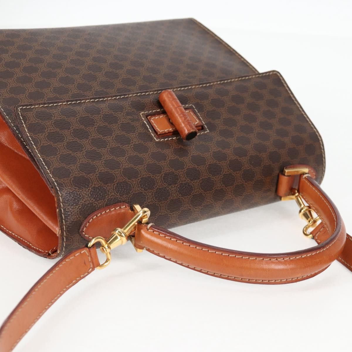 Celine CELINE Macadam Canvas Hand Bag Pvc Leather Brown Gold Size ONE SIZE - 6 Thumbnail