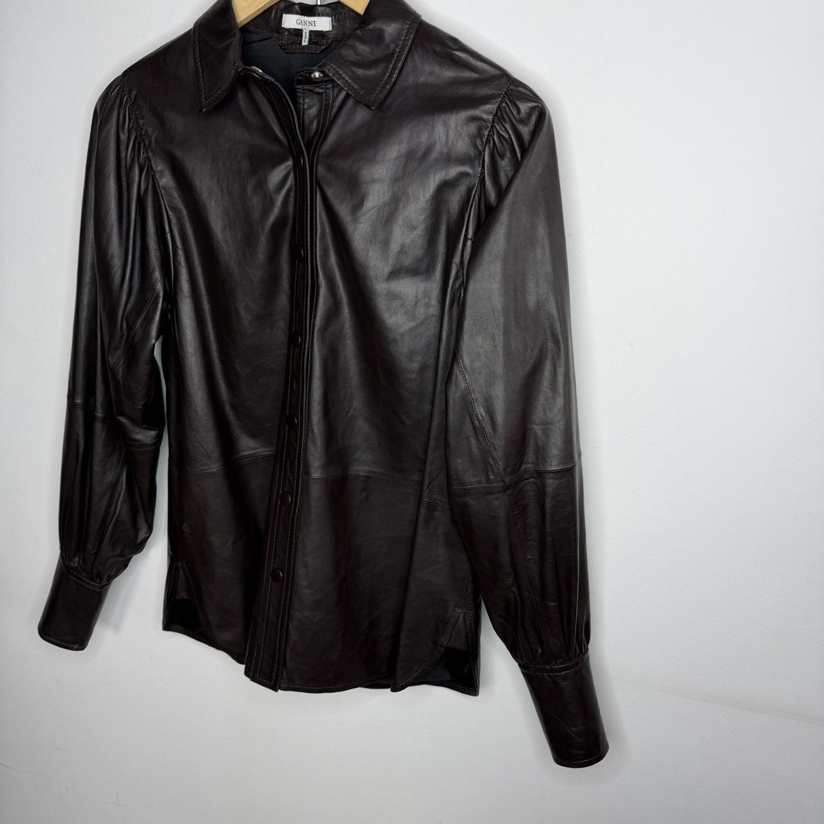 Ganni Ganni Lamb leather snap button shirt Size S / US 4 / IT 40 - 2 Thumbnail