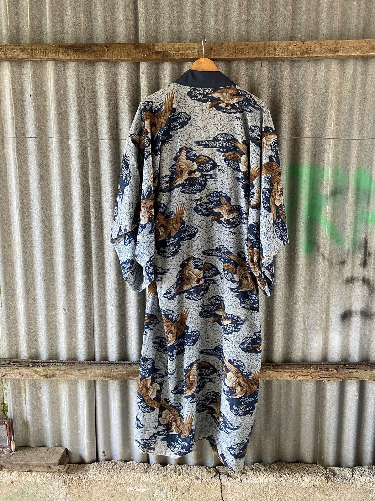Komono Vintage Japanese Kimono Eagles Mountain Landscape Size US L / EU 52-54 / 3 - 6 Thumbnail
