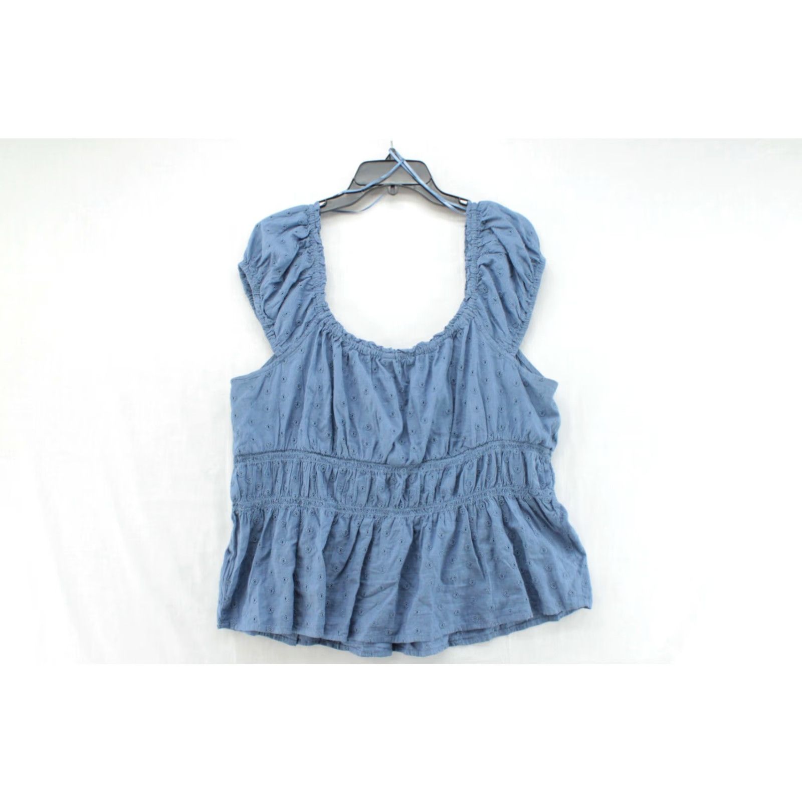 Old Navy Old Navy Top Blouse Women's XXL Blue Denim Ruffle Smock Boho Prairie Western Cottagcore Size XXL / US 16-18 / IT 52-54 - 3 Thumbnail