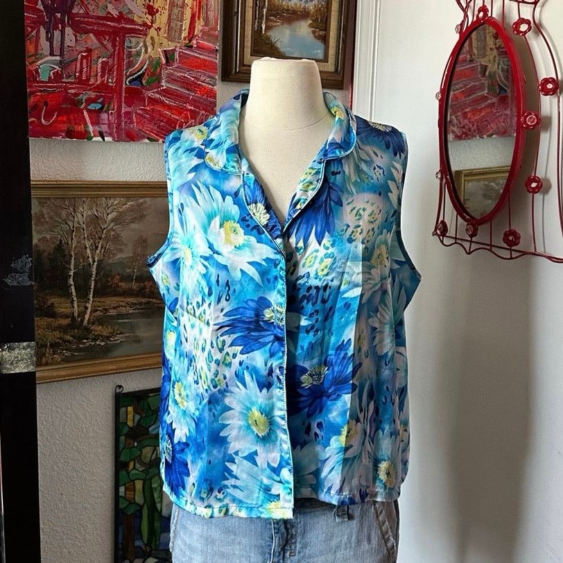 Other secret treasures blue daisy print floral tank top Size XL / US 12-14 / IT 48-50 - 1 Thumbnail