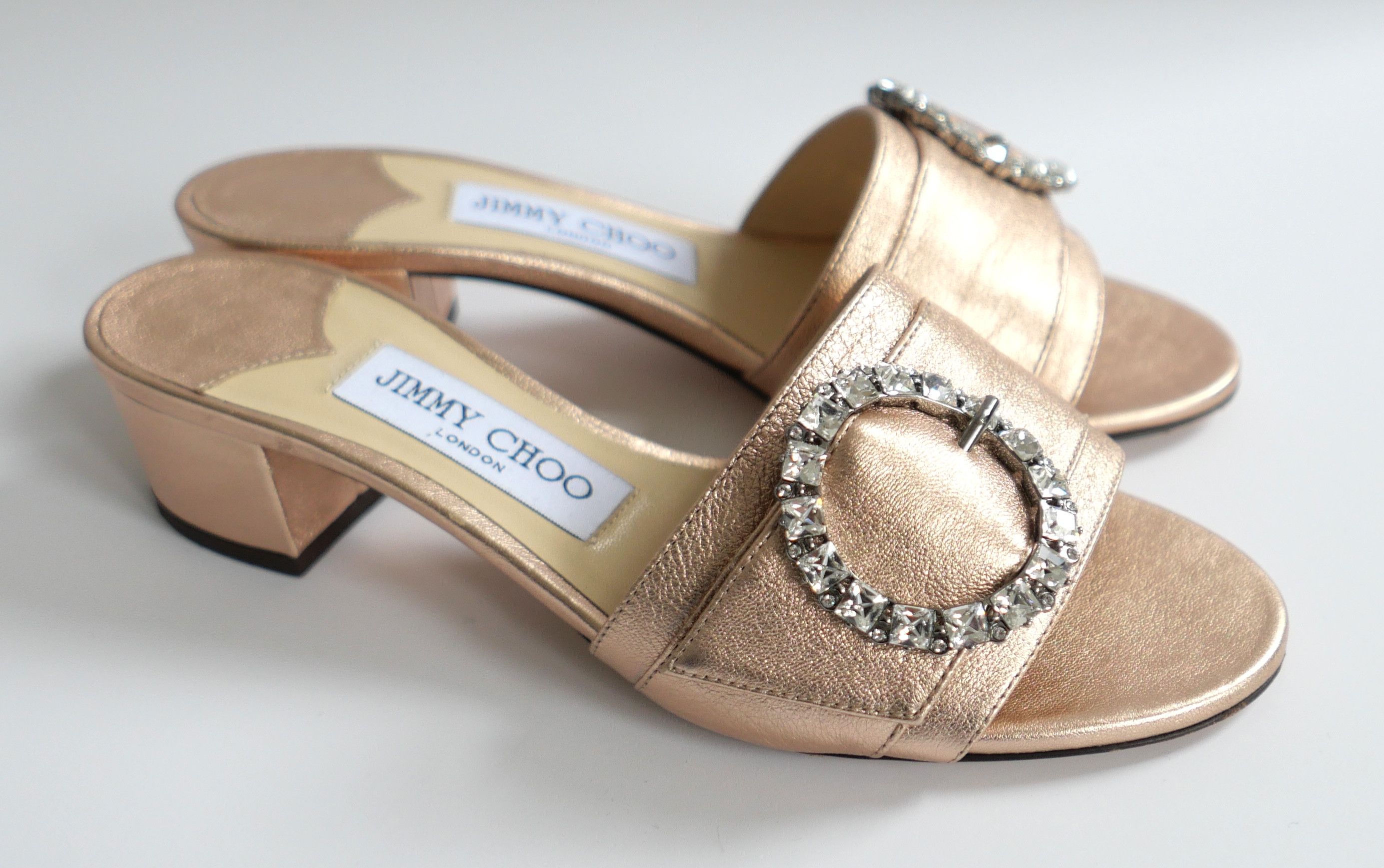 Jimmy Choo Jimmy Choo Granger Crystal Embellished Sandals Rose Gold Size US 6 / IT 36 - 2 Thumbnail