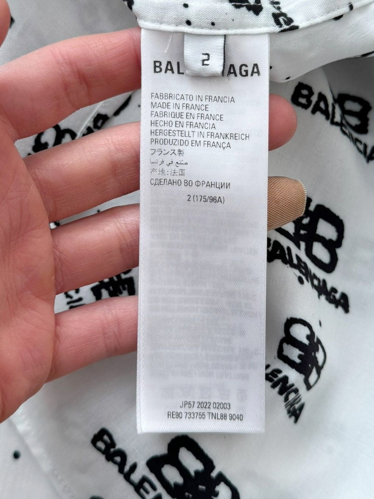 Balenciaga Garde Robe Allover Ink Logo Viscose Shirt Size US M / EU 48-50 / 2 - 7 Thumbnail