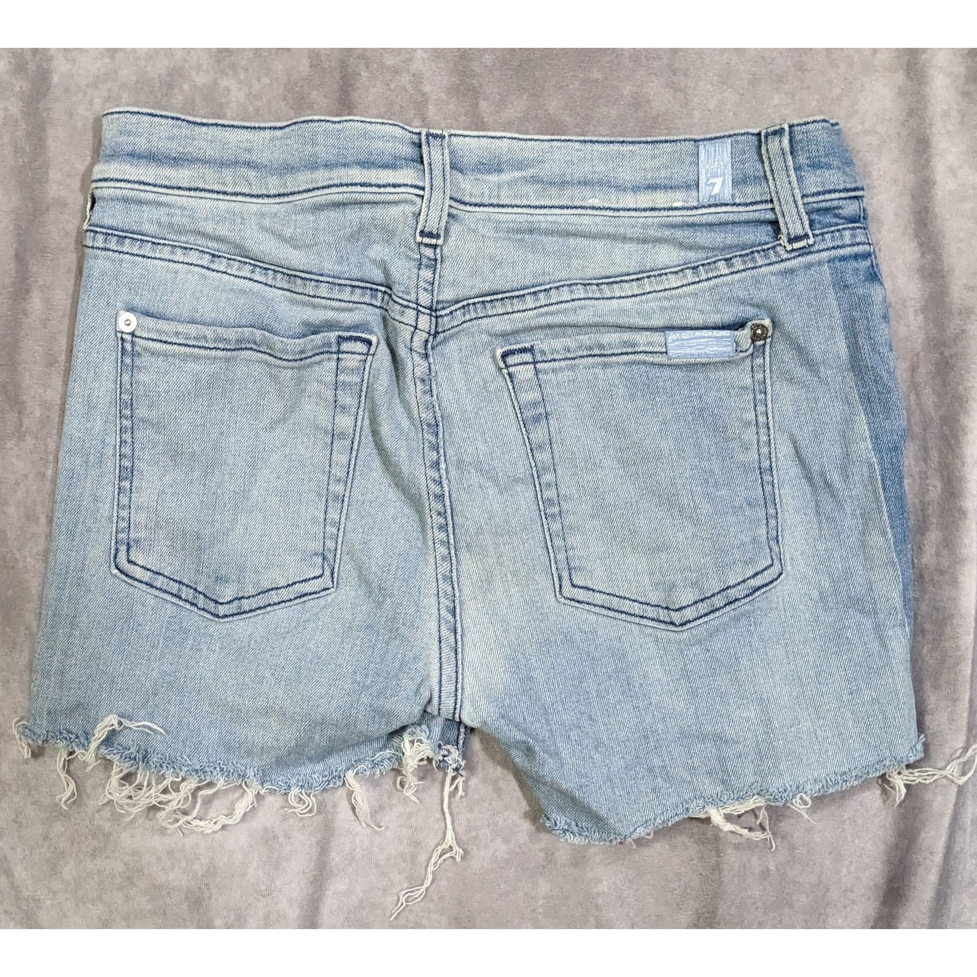 7 For All Mankind Distressed Two-Tone Cut-Off Denim Shorts by 7 For All Mankin Size 30" / US 8 / IT 44 - 8 Thumbnail