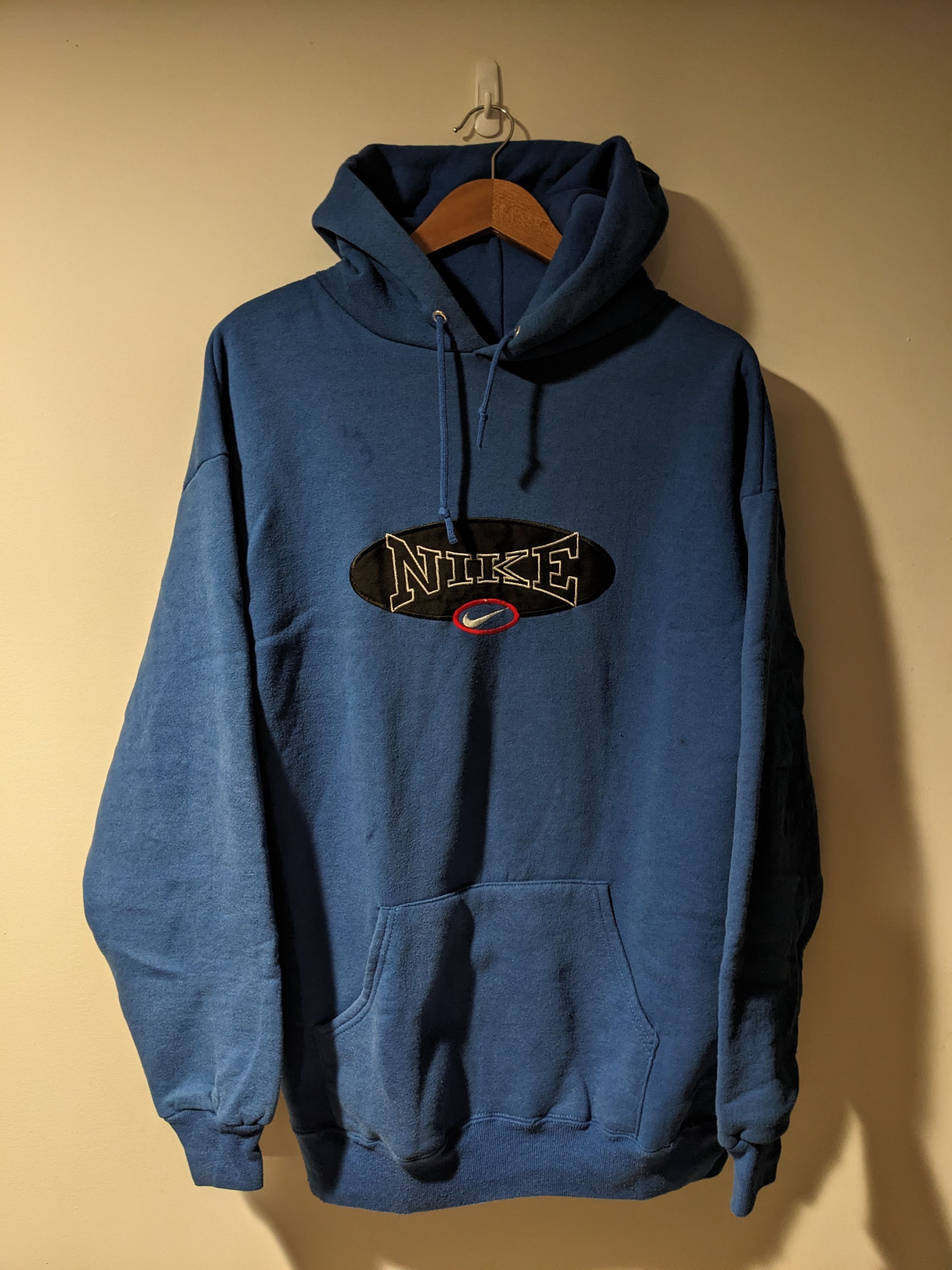 Vintage 90s Nike Logo Swoosh Blue X-Large Hoodie