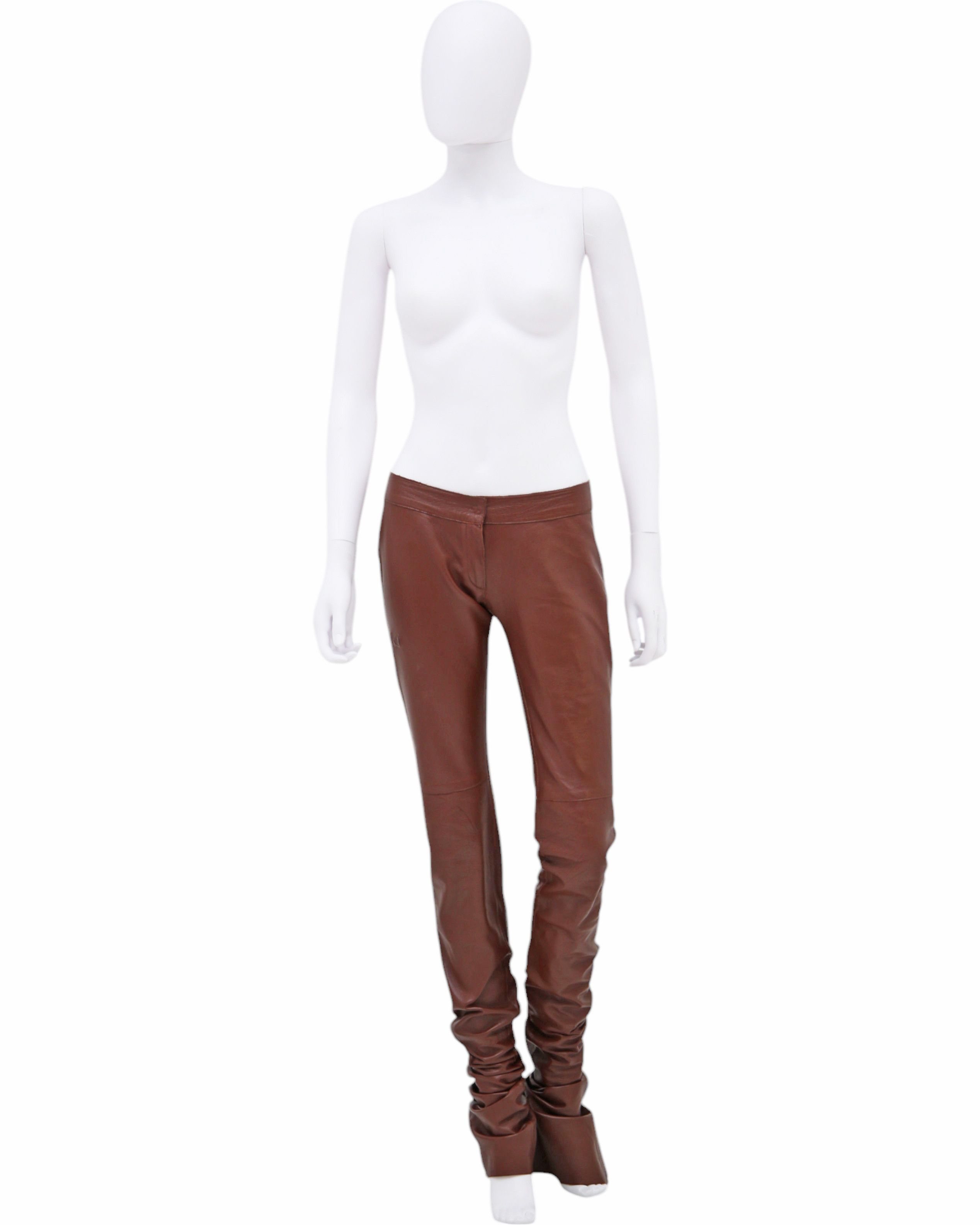Dolce & Gabbana F/W 2001 Brown Lambskin Leather Bootcut Pants Size 27" / US 4 / IT 40 - 1 Thumbnail