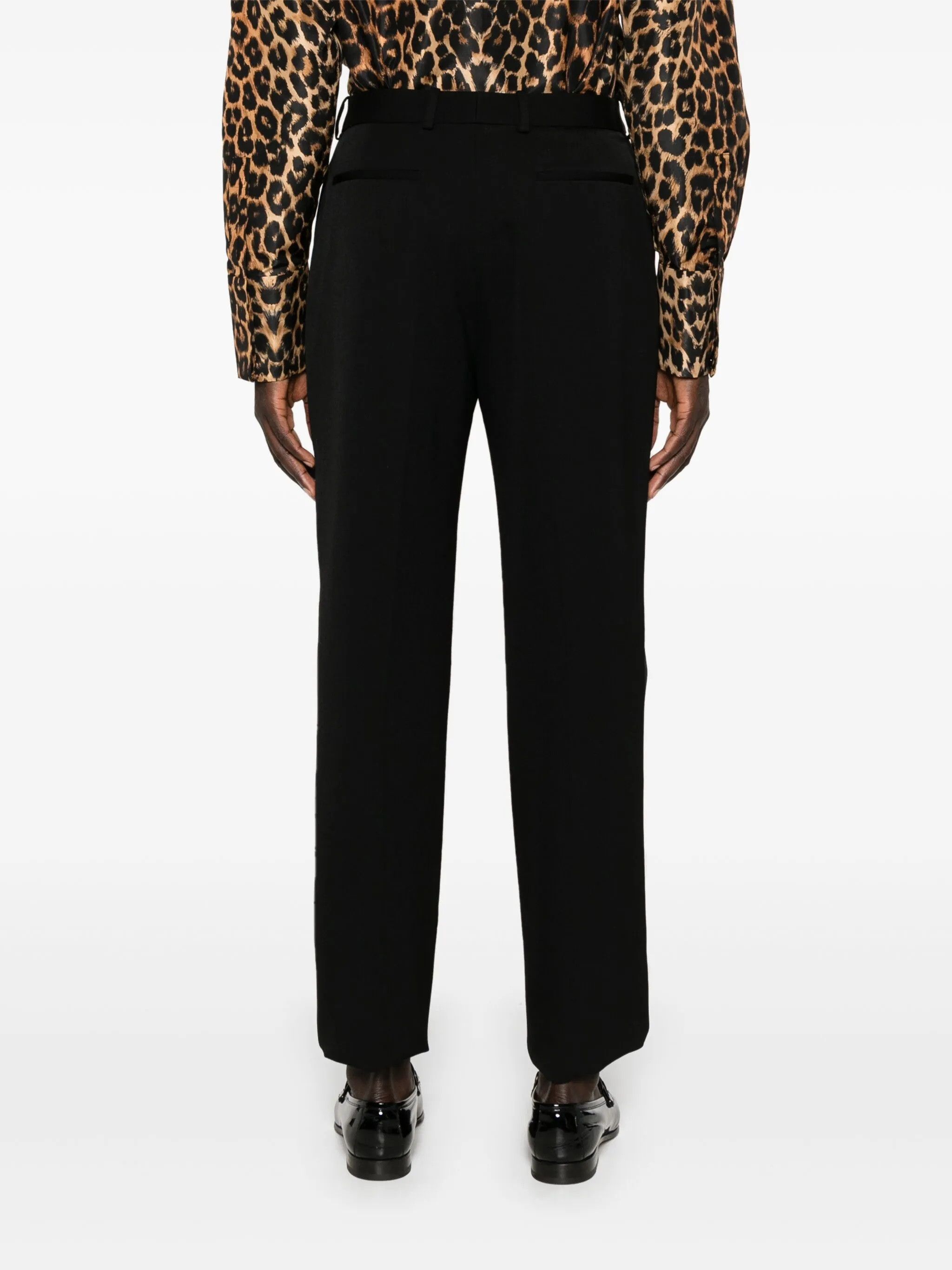 Saint Laurent Paris Saint Laurent Relaxed Fit Tuxedo Trousers - Black Wool Size US 34 / EU 50 - 2 Thumbnail