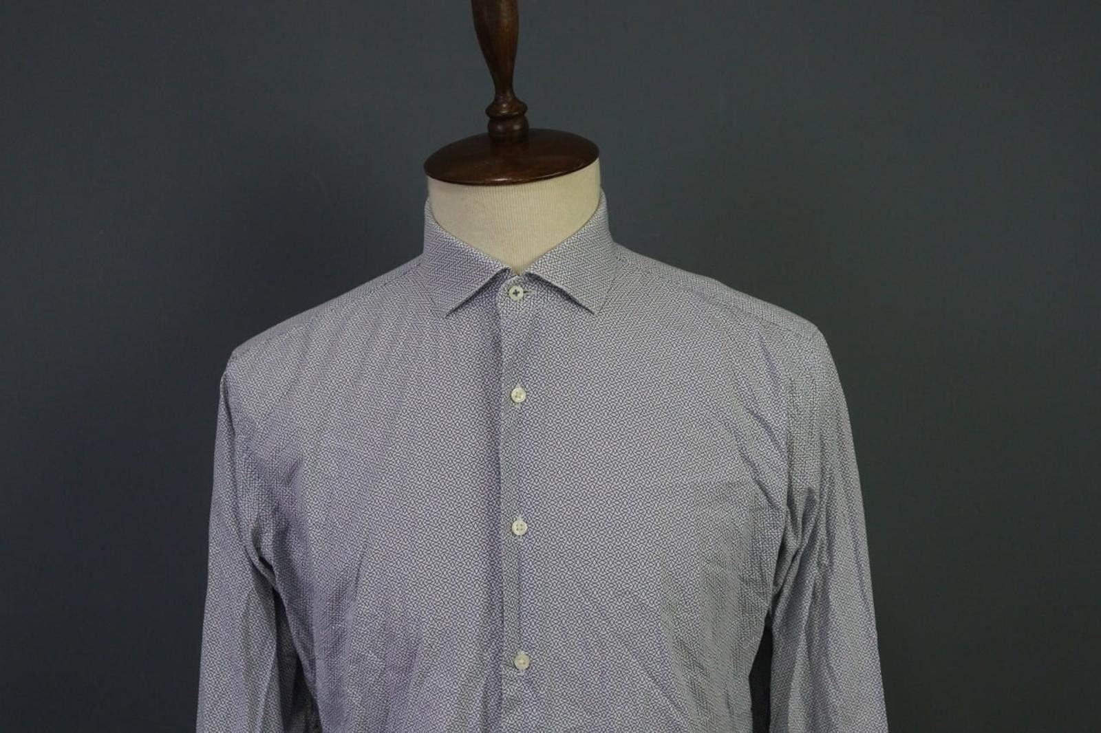 Ted Baker Ted Baker Blue Geometric 100% Cotton Shirt Size 34/35 Size 38R - 2 Thumbnail