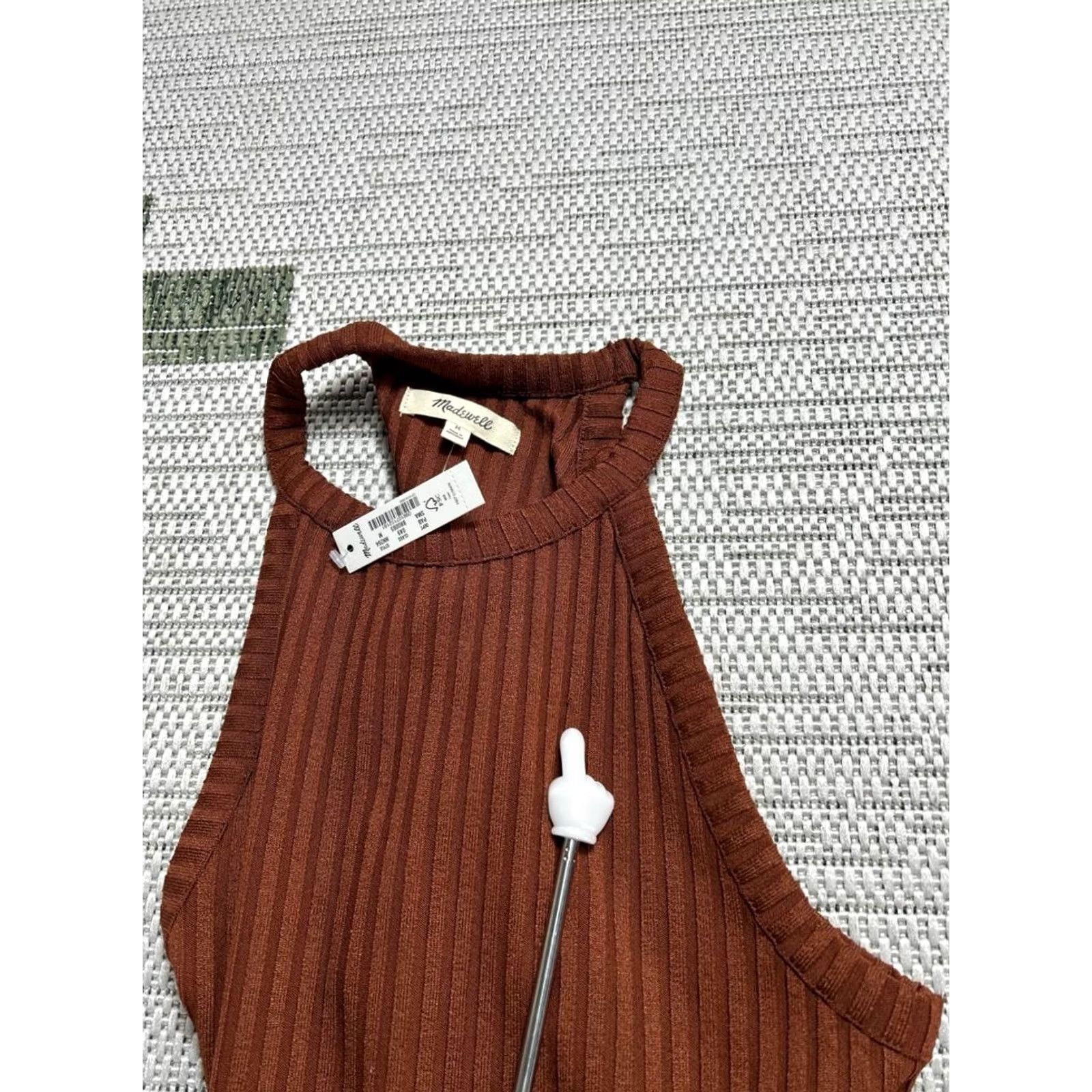 Madewell Madewell Tank Top Womens M Brown Ribbed Cutaway Crewneck Sleeveless Casual Basic Knit Stretch Size M / US 6-8 / IT 42-44 - 6 Thumbnail