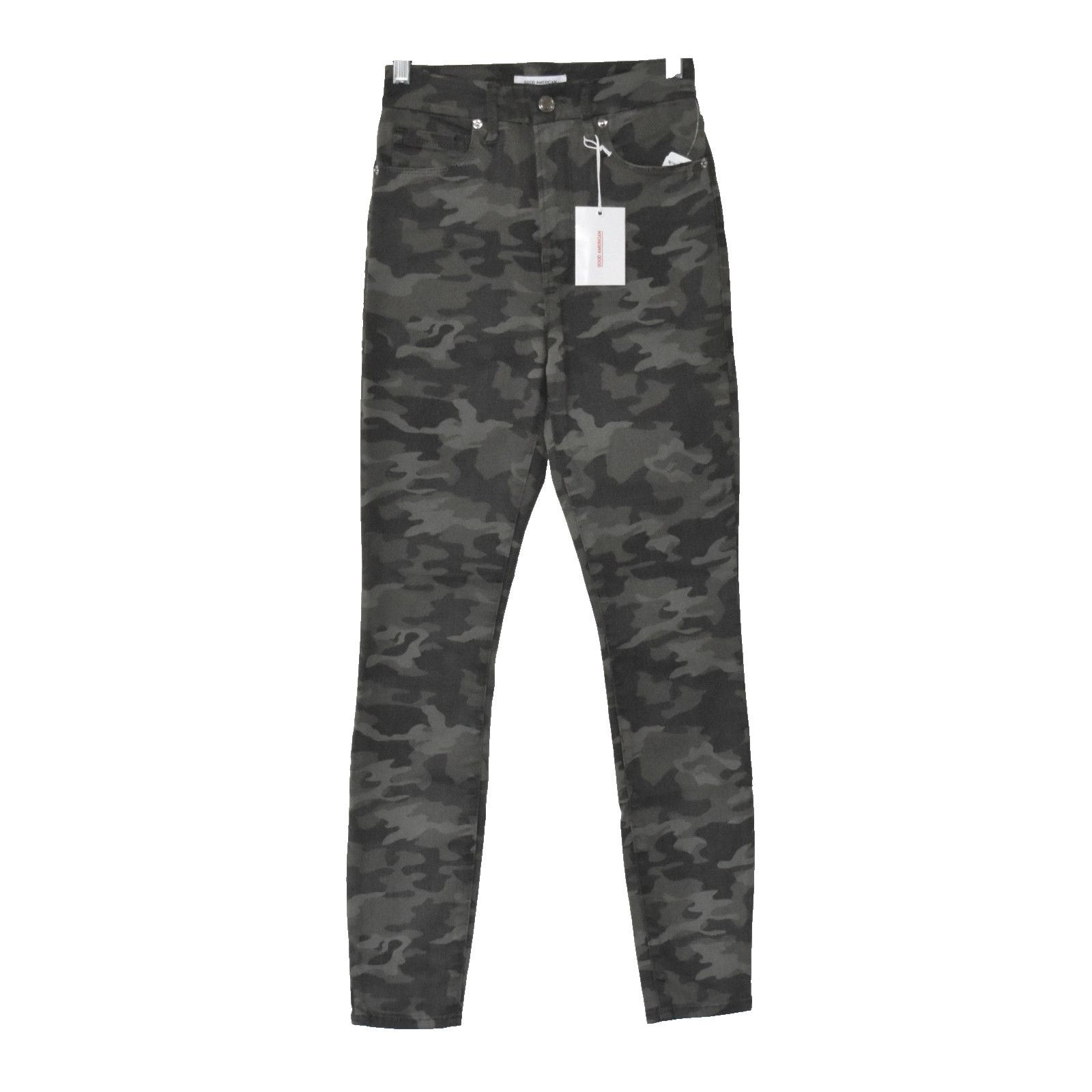 Good American A6 NWT GOOD AMERICAN Good Waist Camo Skinny Jeans Size 2/26 Size 26" / US 2 / IT 38 - 1 Thumbnail