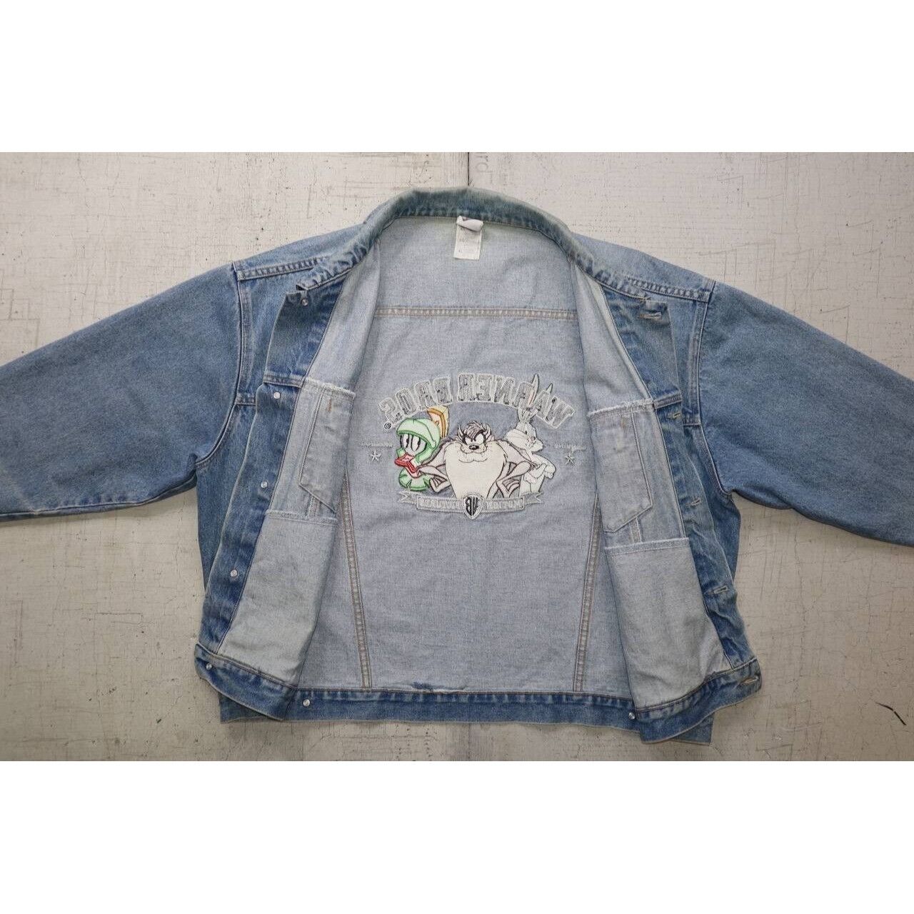 Vintage Vintage 90s Warner Bros Looney Tunes Denim Jacket Taz XL Size US XL / EU 56 / 4 - 6 Thumbnail