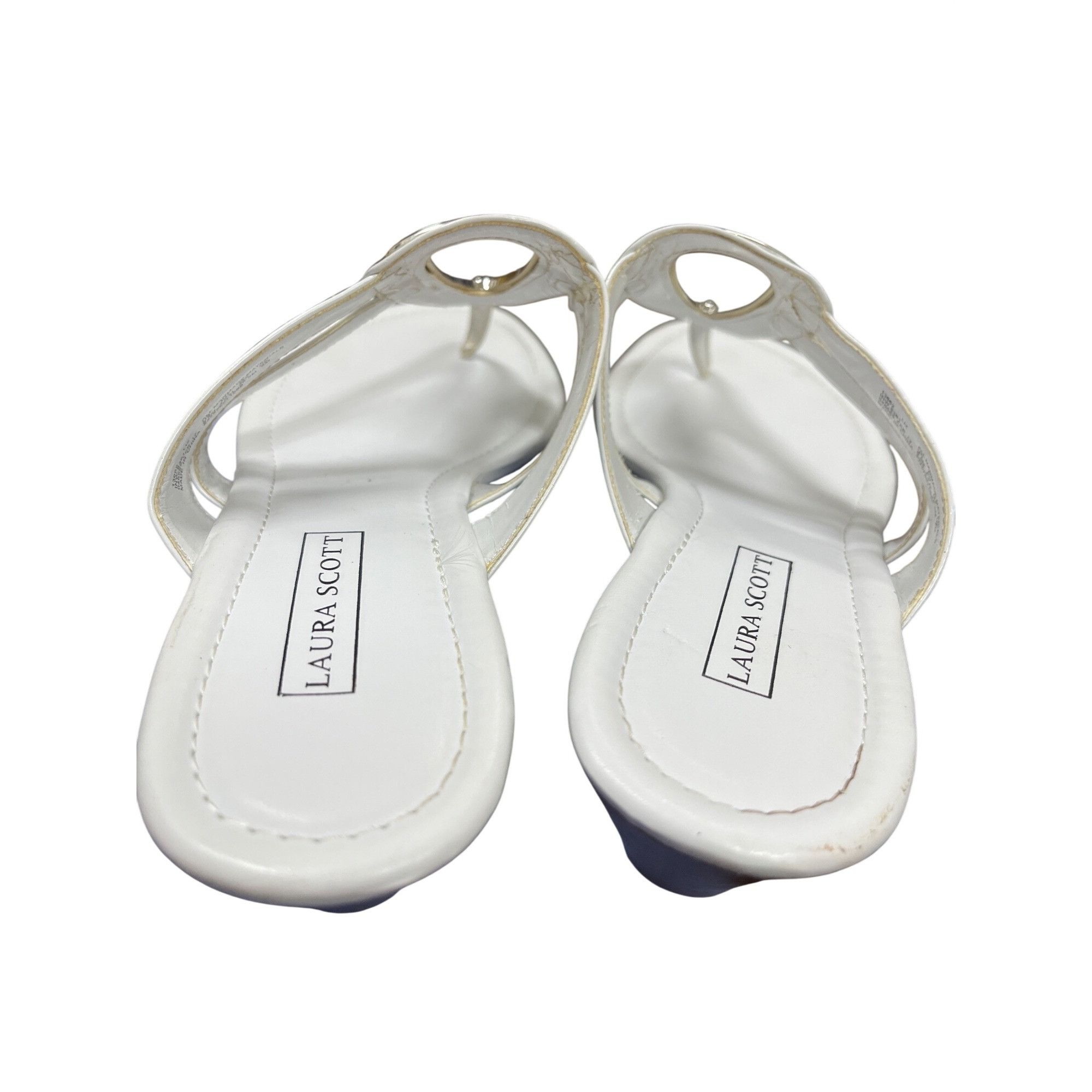 Other Laura Scott wms white silver accent slip open toe sandals sz Size US 9.5 / IT 39.5 - 8 Thumbnail