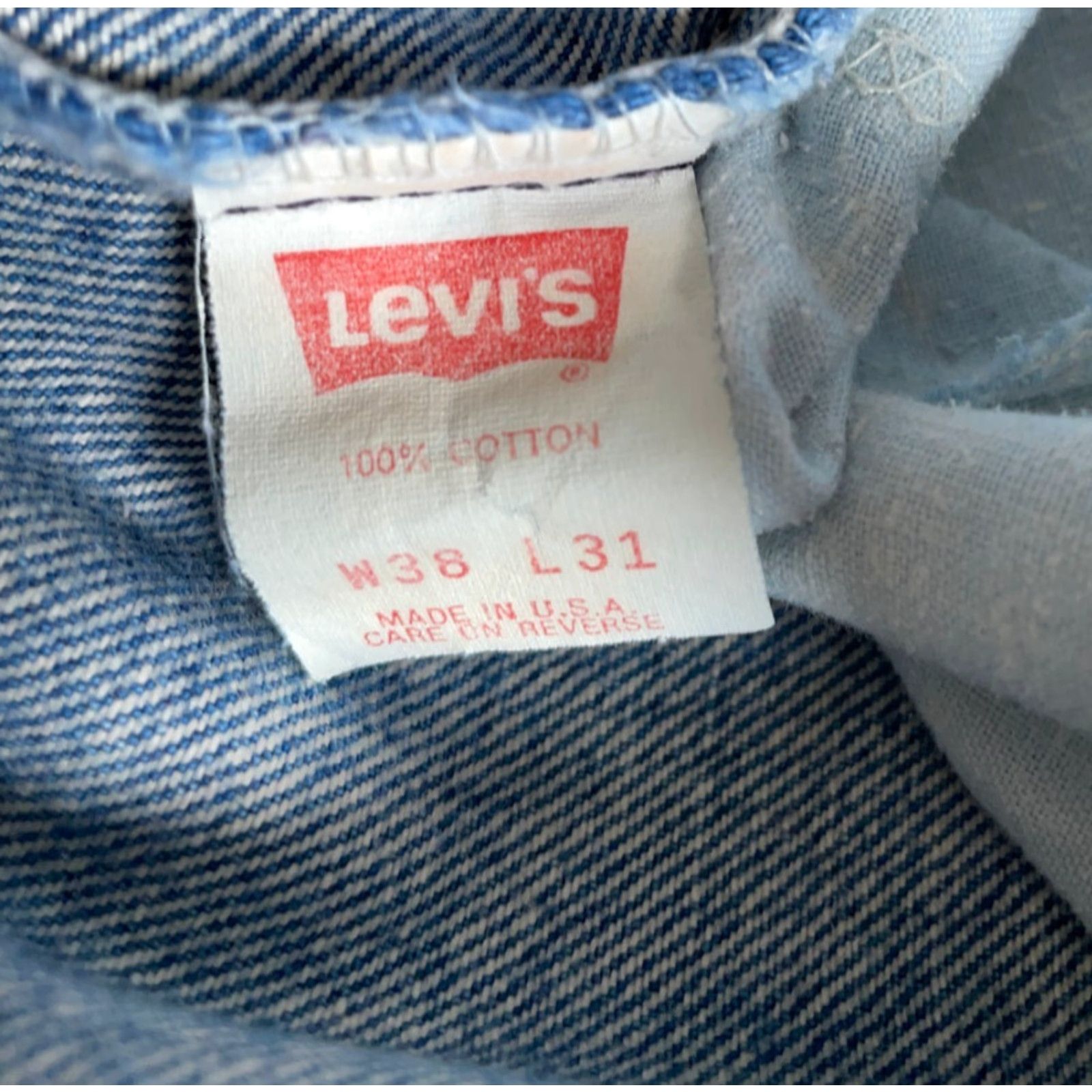 Levi's VINTAGE Levi's 509 Jeans Mens 36 x 30 Denim 1990 USA Made Orange Tab Blue Cotton 100% 5-Pocket Straight Pro- soa? Size US 36 / EU 52 - 4 Thumbnail