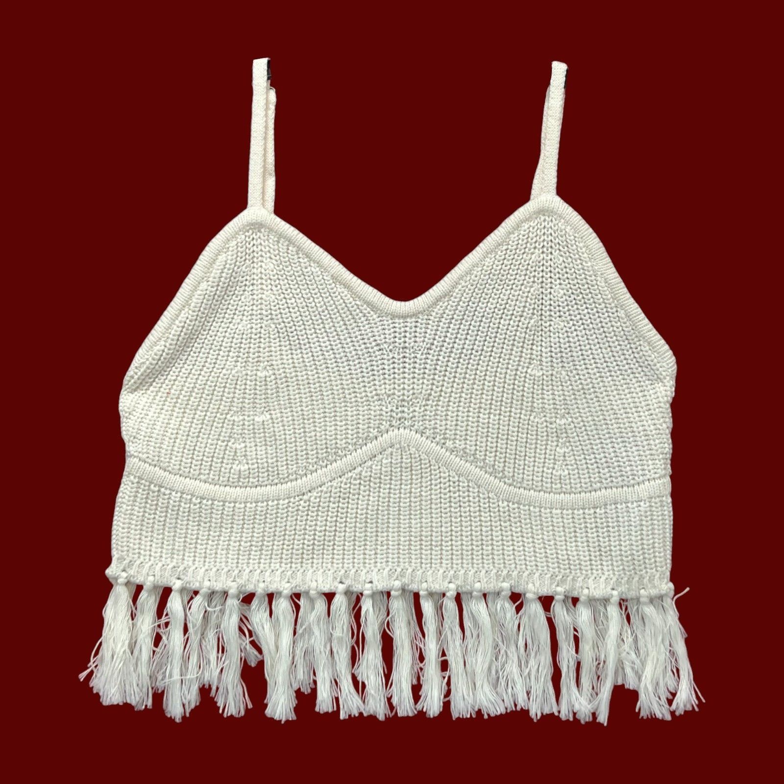 Other Wild Fable - Women's Knitted Tank Top Camisole - Off-White - Size XL / US 12-14 / IT 48-50 - 2 Thumbnail
