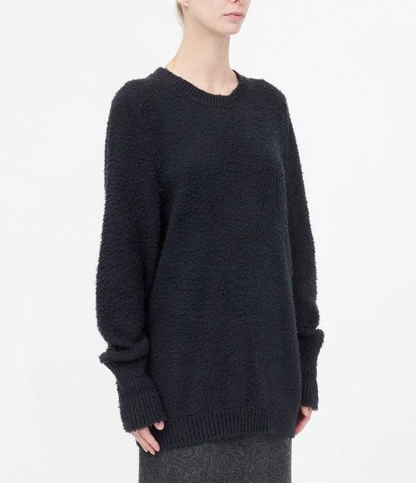 Maison Margiela o1bcso1str0526 Textured Cotton Sweater in Black Size XS / US 0-2 / IT 36-38 - 2 Thumbnail