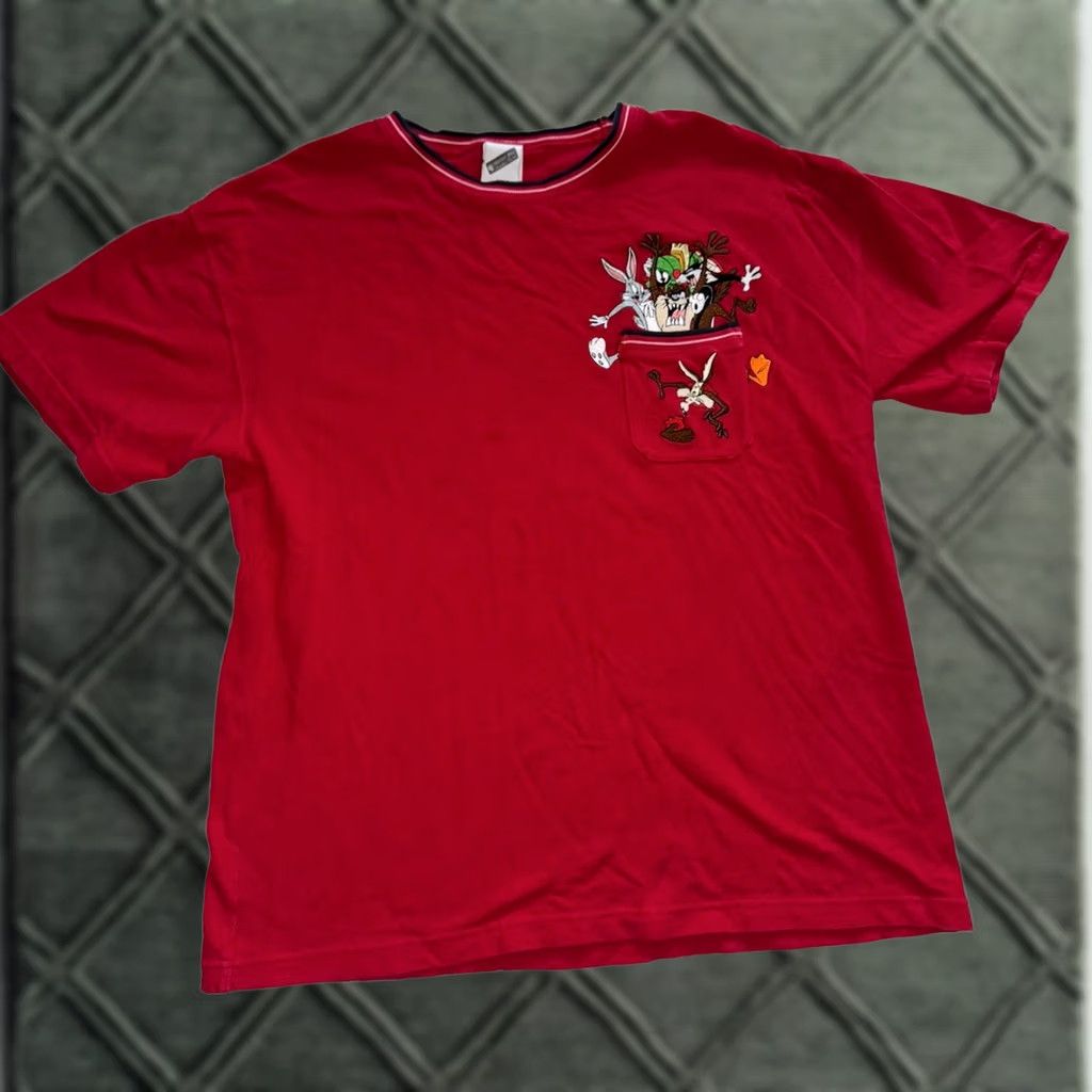 Vintage VINTAGE Warner Bros Looney Tunes T-Shirt L Bugs Bunny Taz Red 90s Mens Size US L / EU 52-54 / 3 - 1 Thumbnail