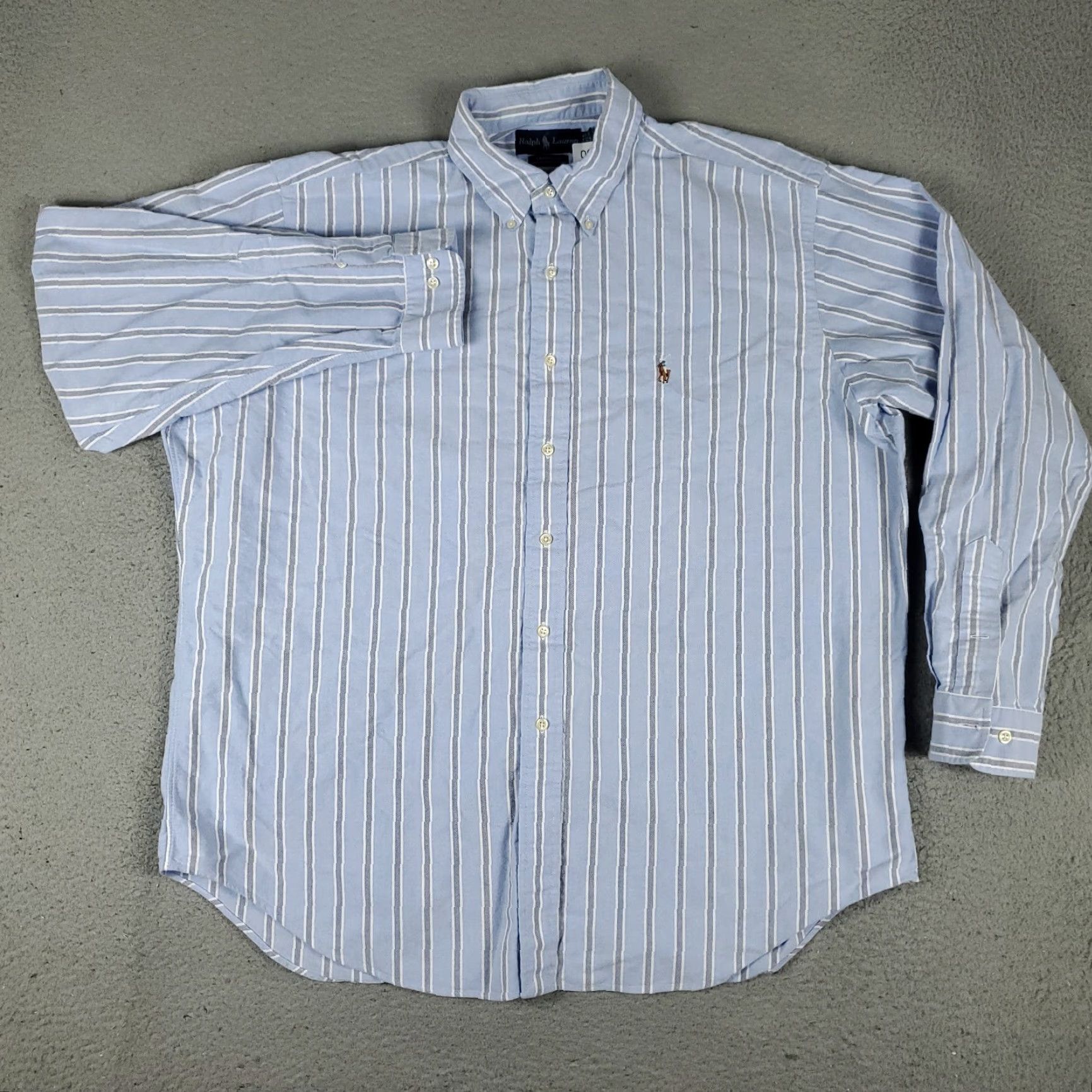 Ralph Lauren Ralph Lauren Shirt Mens 17.5 Blue Striped Pony Dress Button Up Long Sleeve Shirt Size 48R - 3 Thumbnail