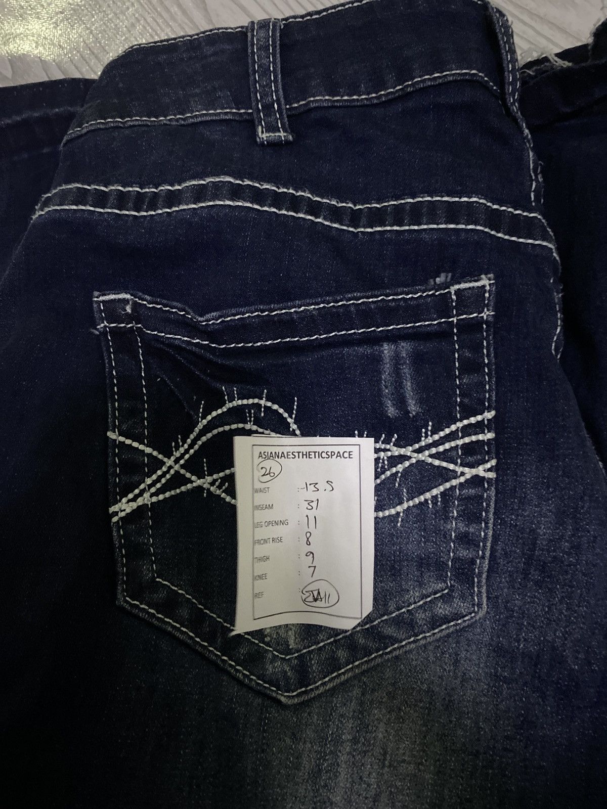 Japanese Brand × Le Grande Bleu (L.G.B.) × Tornado Mart Flare Cowgirl Tuff Jean Blue Washed Whisker Distressed Size US 26 / EU 42 - 16 Thumbnail