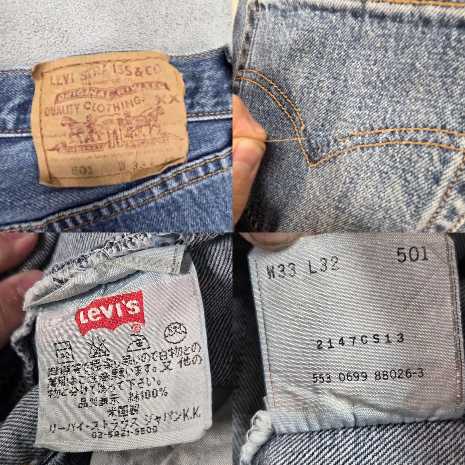 Levi's VTG Levi's 501 Jeans Mens Straight 30x28 Blue Denim 90s Stains Altered Hem Vintage Fits Mens Size US 30 / EU 46 - 10 Thumbnail