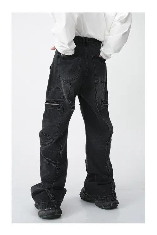 VIBE Baggy Ripped Jeans Frayed Zipper Pockets cargo Pants Hip-hop Size US 32 / EU 48 - 5 Thumbnail