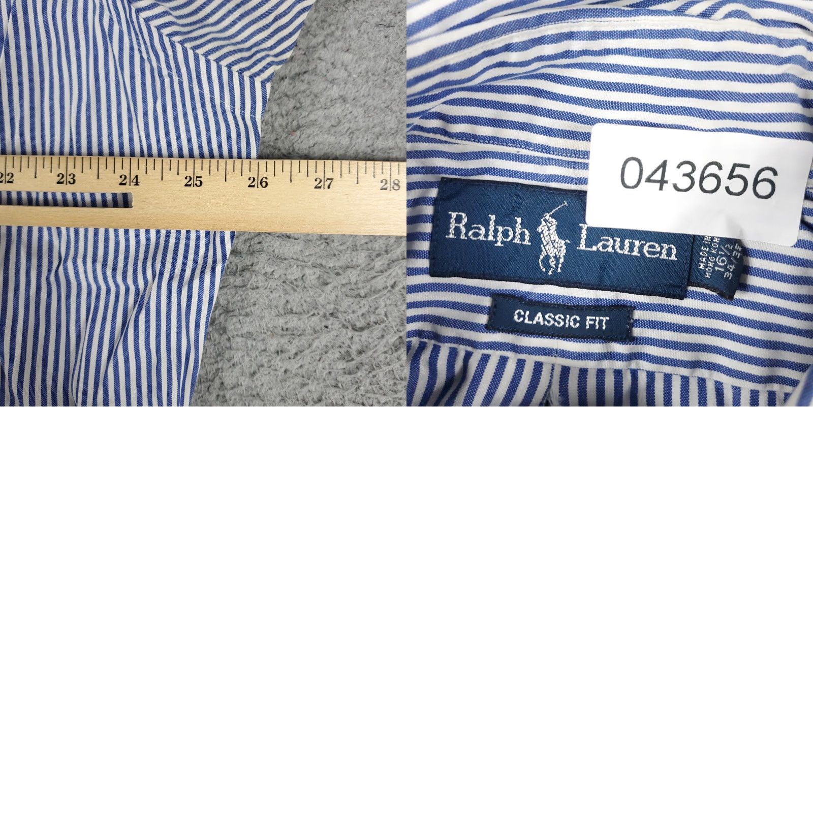Ralph Lauren Ralph Lauren Dress Shirt Mens 16.5 Blue Striped Button-Up Long Sleeve Regular Fit Non-Iron Size 42R - 8 Thumbnail