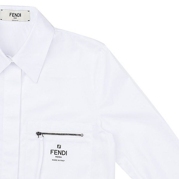Fendi o1w1db10325 FS8063 Shirt in White Size S / US 4 / IT 40 - 4 Thumbnail