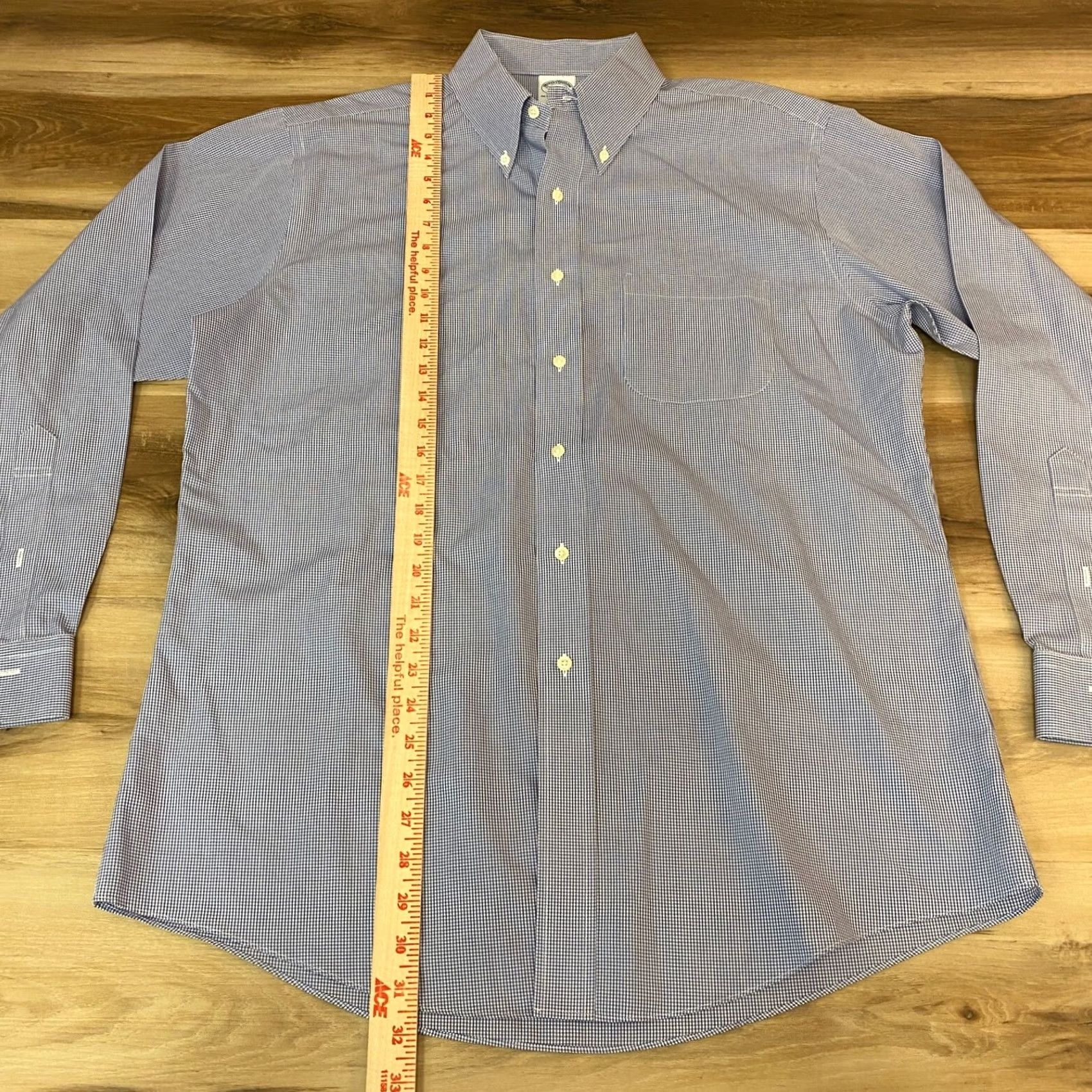 Brooks Brothers Brooks Brothers Shirt Slim 16.5 Blue Plaid Button-Down Mens Dress Shirt Size US XL / EU 56 / 4 - 4 Thumbnail