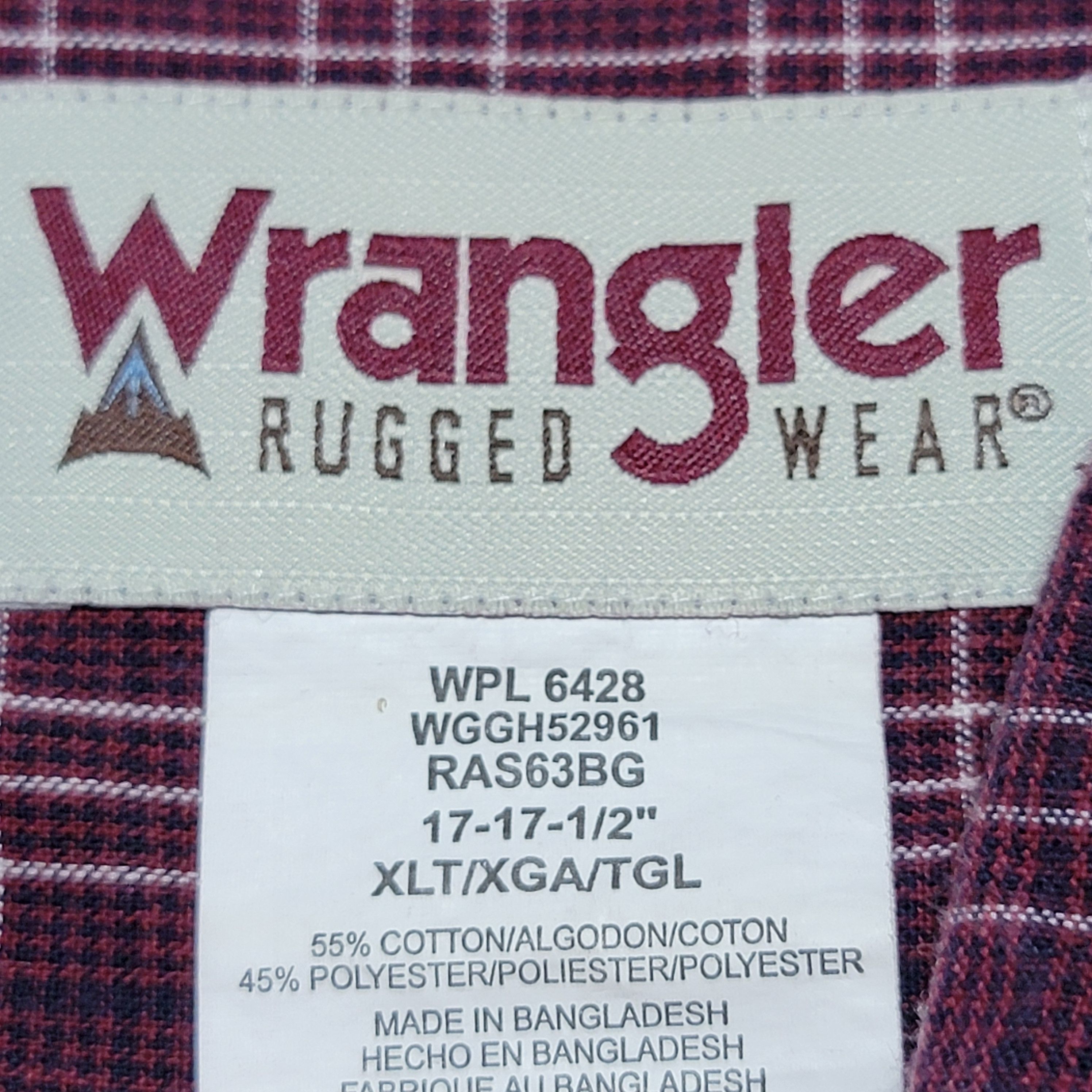 Wrangler Wrangler SS Full Button Dark Purple Plaid Shirt - Size XLT Size US XL / EU 56 / 4 - 5 Thumbnail