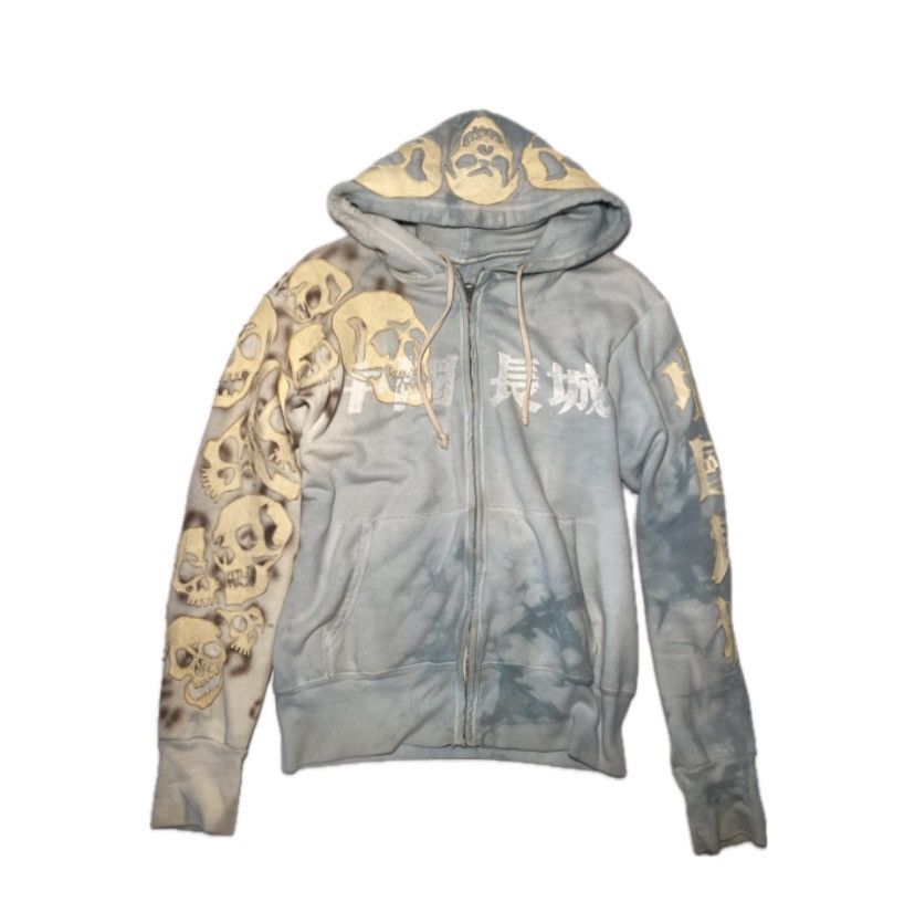 The great China wallスカルデザイン ジップアップパーカー RARE The Great China Wall Los Angeles Skull Crystal Hoodie