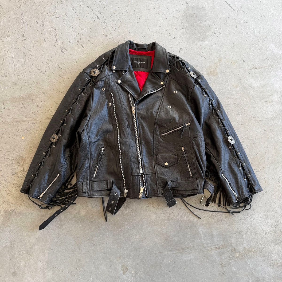 Balenciaga Balenciaga Fringed-Upcycled Leather Jacket Size US M / EU 48-50 / 2 - 2 Thumbnail