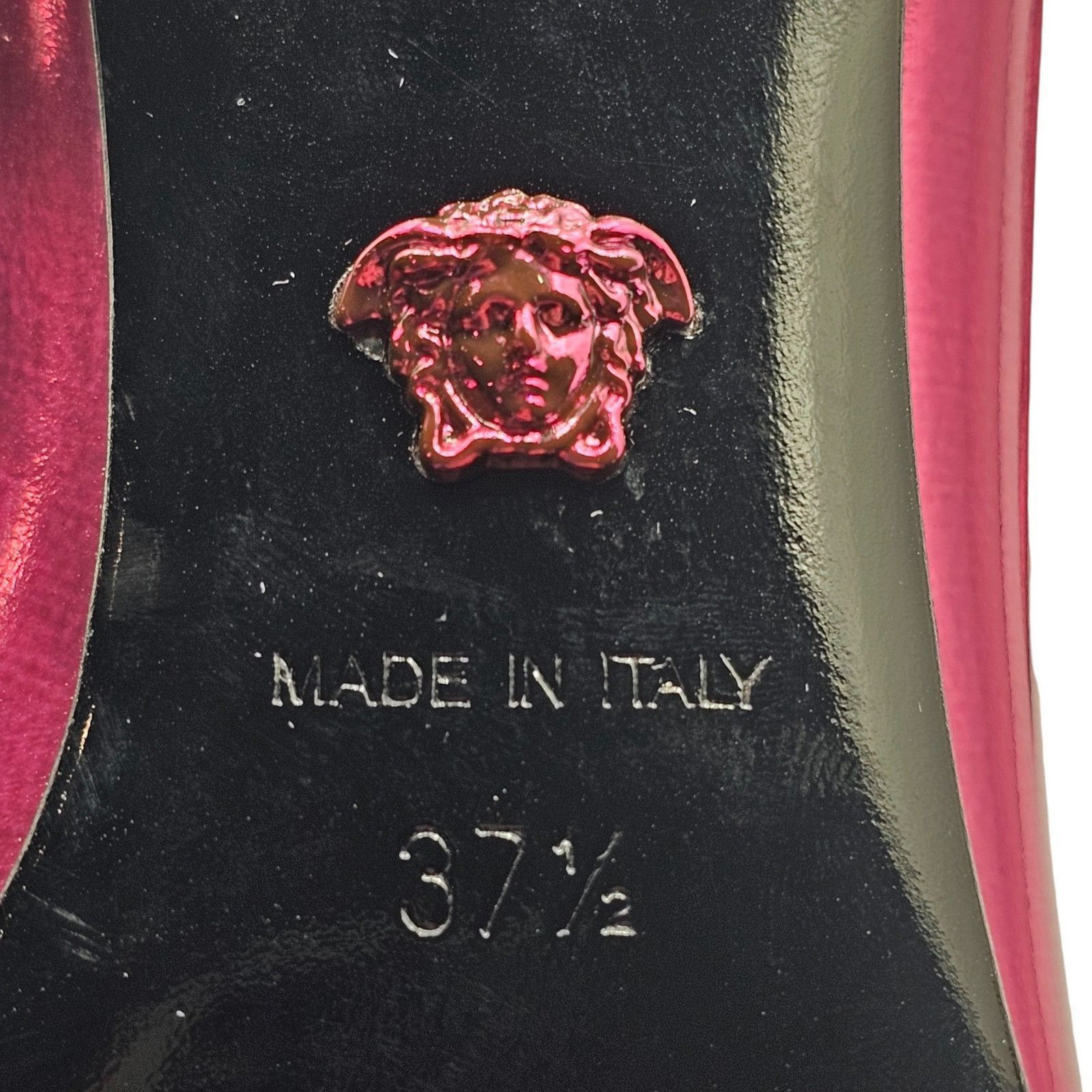 Versace Le Medusa Kitten Heel Pumps - Leather - Fuchsia Pink - 37.5 Size US 7.5 / IT 37.5 - 6 Thumbnail