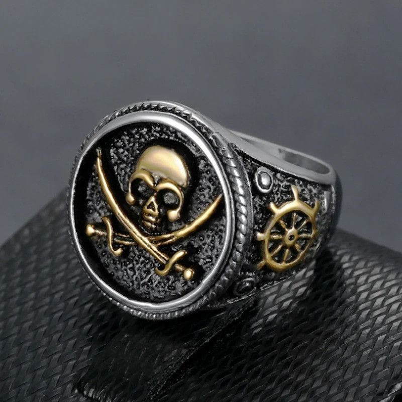 Vintage Double Sword Skull Ring Size ONE SIZE - 1 Thumbnail
