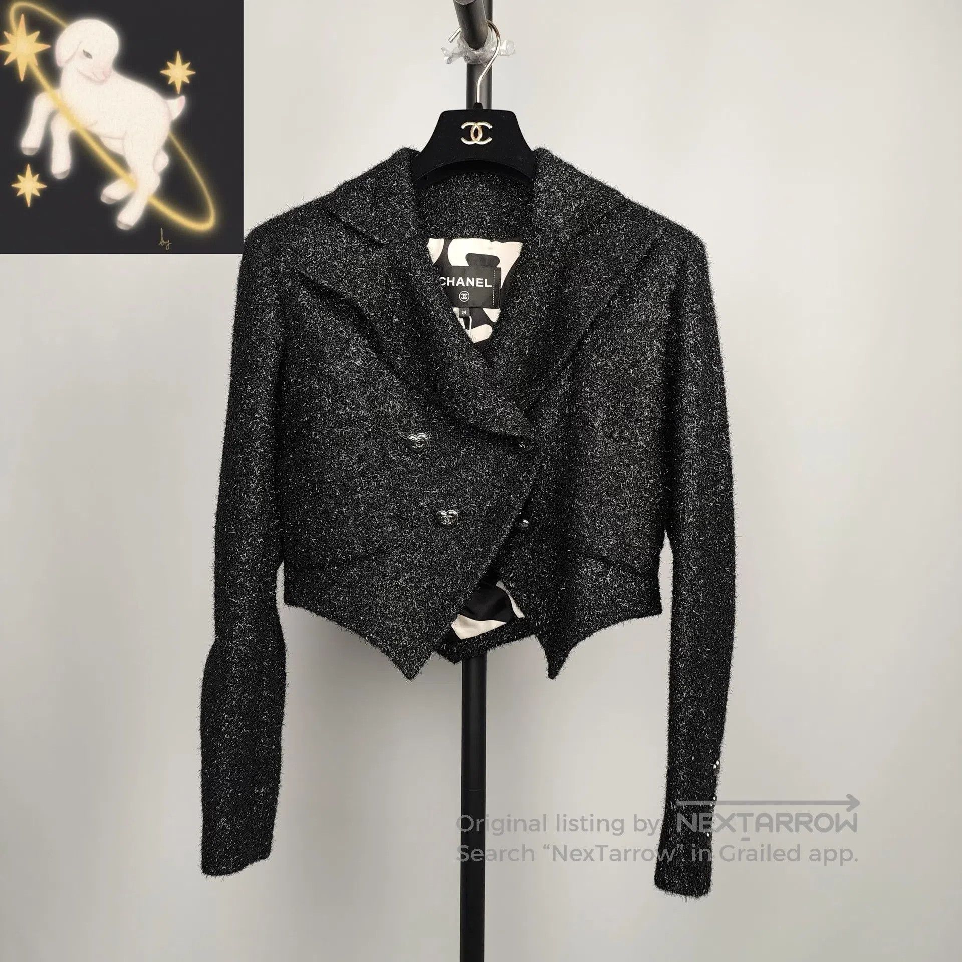 Chanel Chanel Black short shiny sequin heart button coat size 34| Size XXS / US 00 / IT 34 - 1 Thumbnail