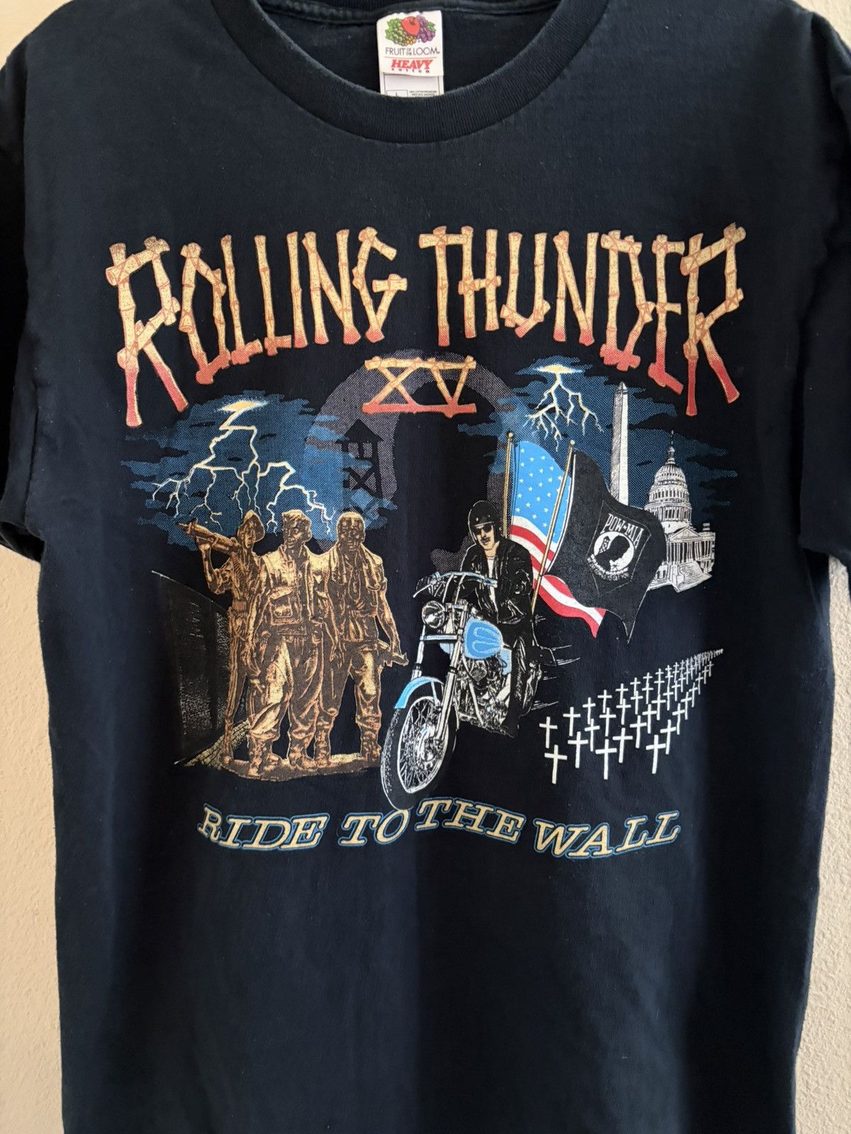 Vintage Vintage 2002 Rolling Thunder XV Ride - Biker Veteran Art Tee Size US M / EU 48-50 / 2 - 3 Thumbnail