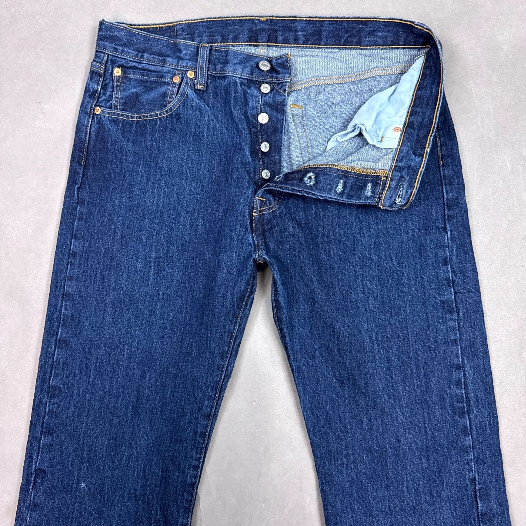 Levi's Levi's 501 Jeans Mens 36x30 Blue Button Fly Pant Distressed Dark Workwear Denim Straight Jeans Men 501 Series 36 30 Blue Pants Mens Size US 36 / EU 52 - 2 Thumbnail