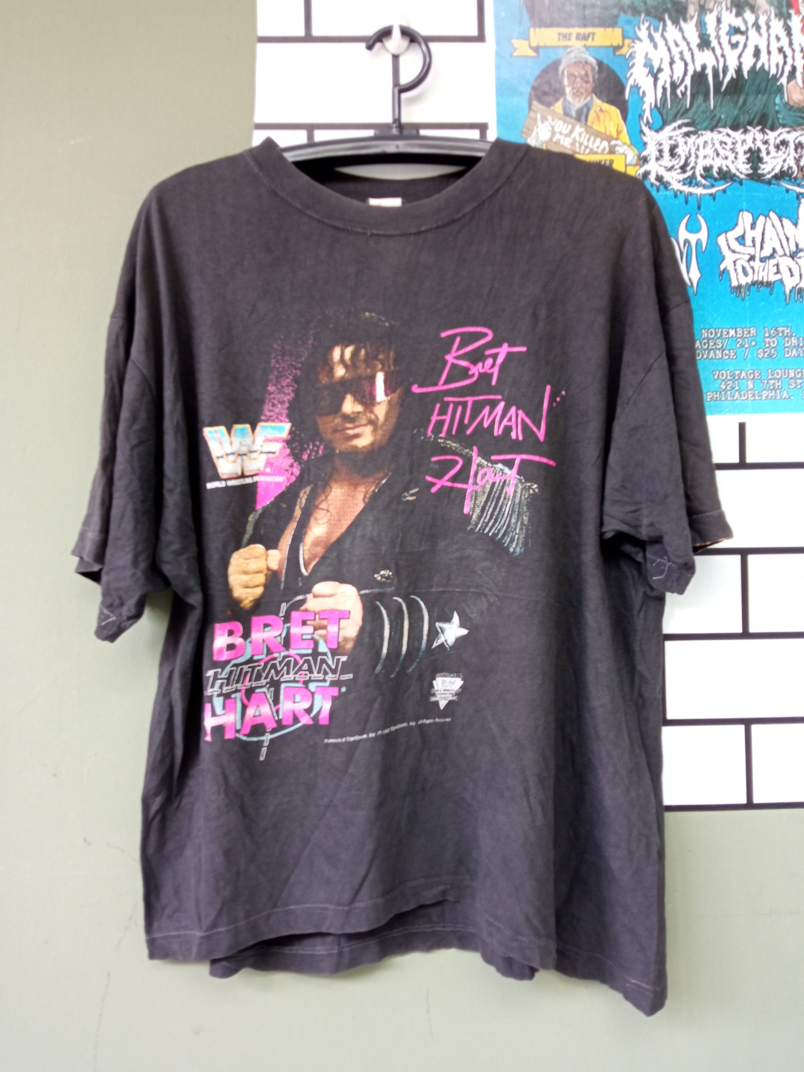 image of Made In USA x Vintage Bret Hart Hitman Wcw Wwf Wrestling Vintage T Shirt in Black, Men's (Size XL)