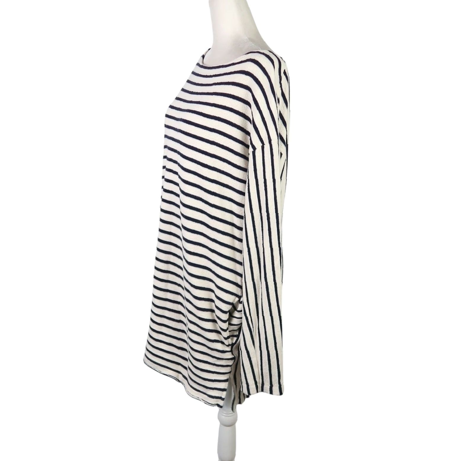 Free People Free People Intimately Cream and Navy Blue Striped Terry Mini Dress M Dress Women Regular Sleeve Long No Pockets Size M / US 6-8 / IT 42-44 - 3 Thumbnail