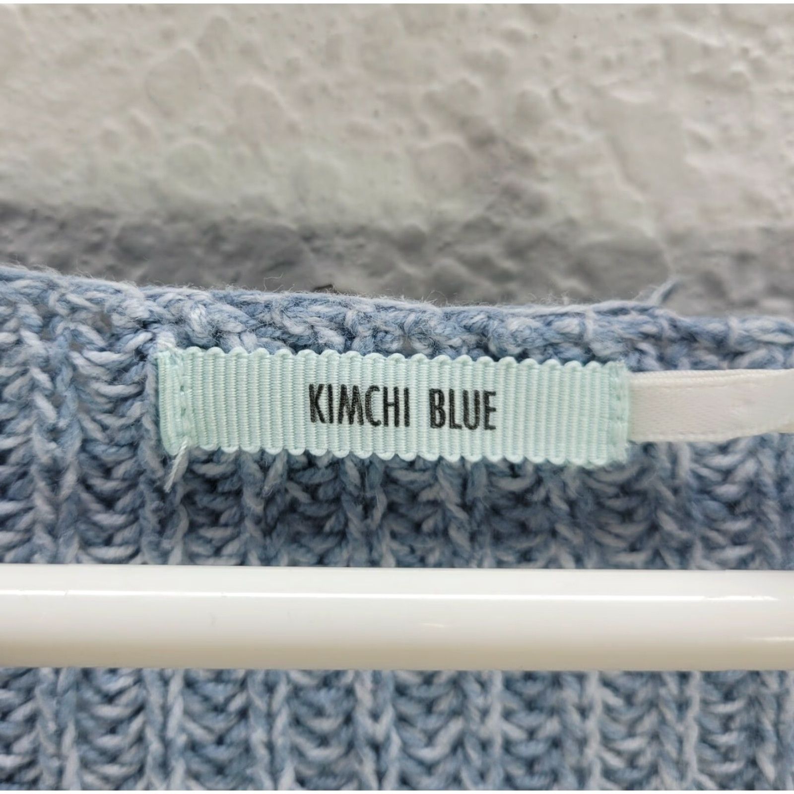 Vintage Kimchi Blue Women's Dropped Shoulder Oversized Blue Sweater Knitted Lace Sz S Knit Style Pullover V-Neck Size S / US 4 / IT 40 - 5 Thumbnail